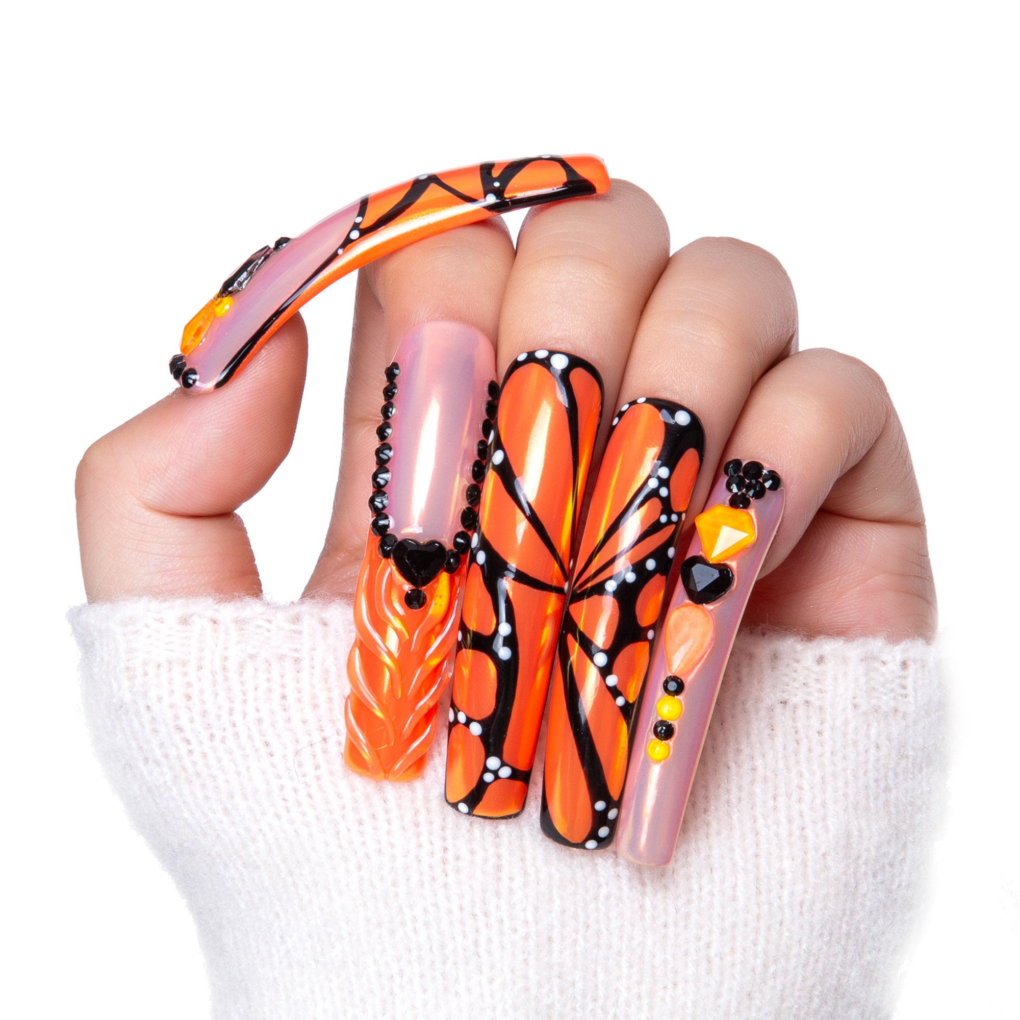 Orange Melody Handmade Nails H263