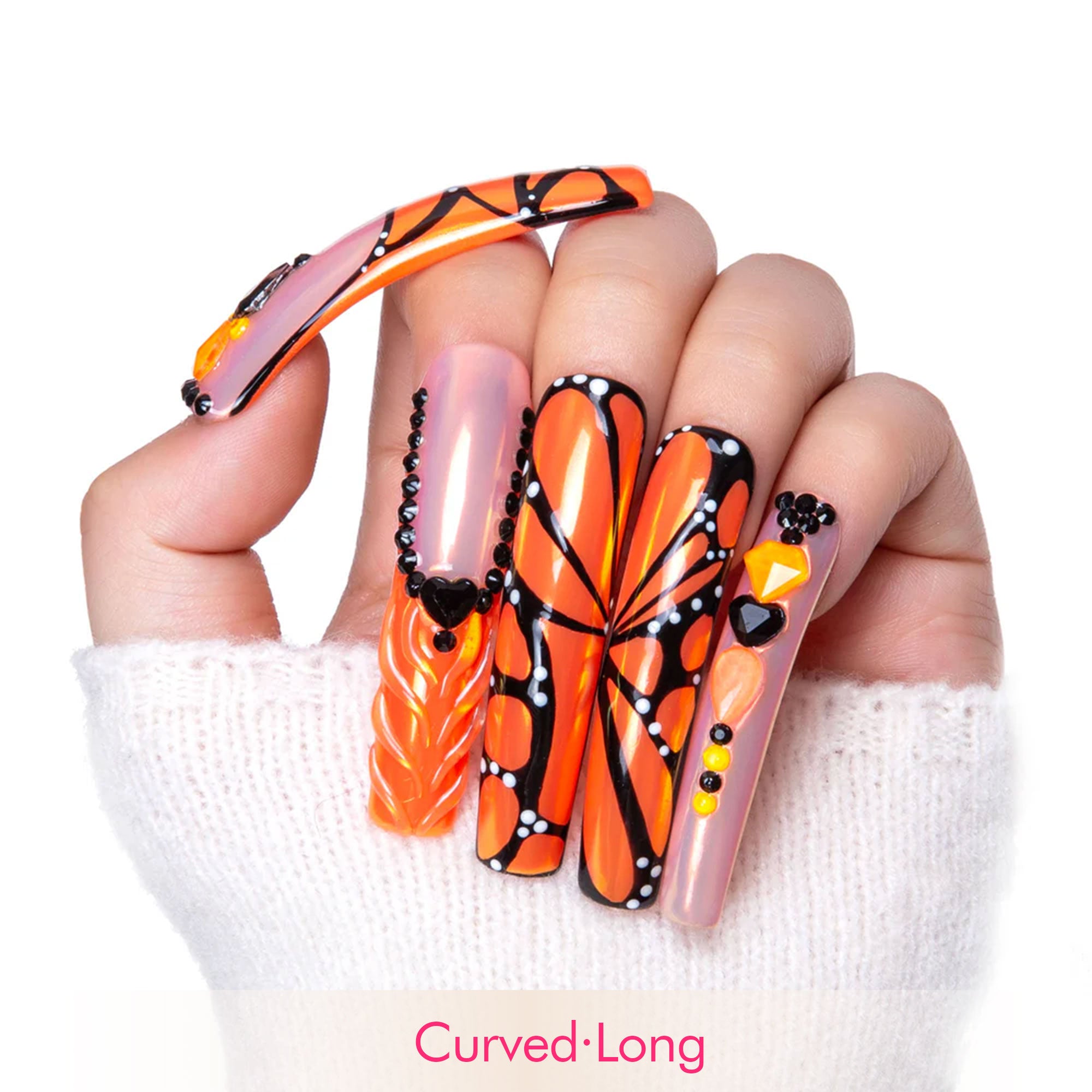 Orange Melody Handmade Nails H263