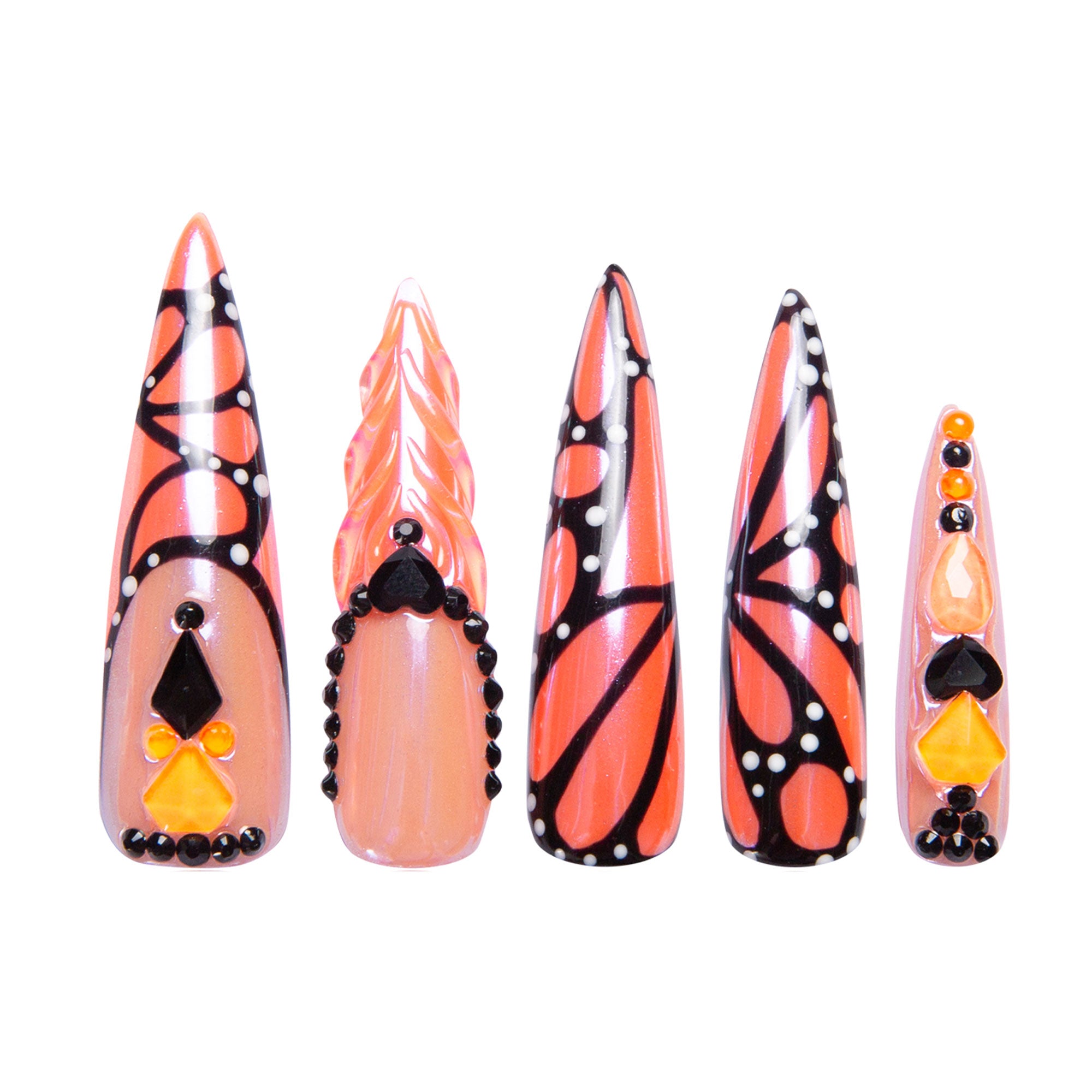 Orange Melody Handmade Nails H263