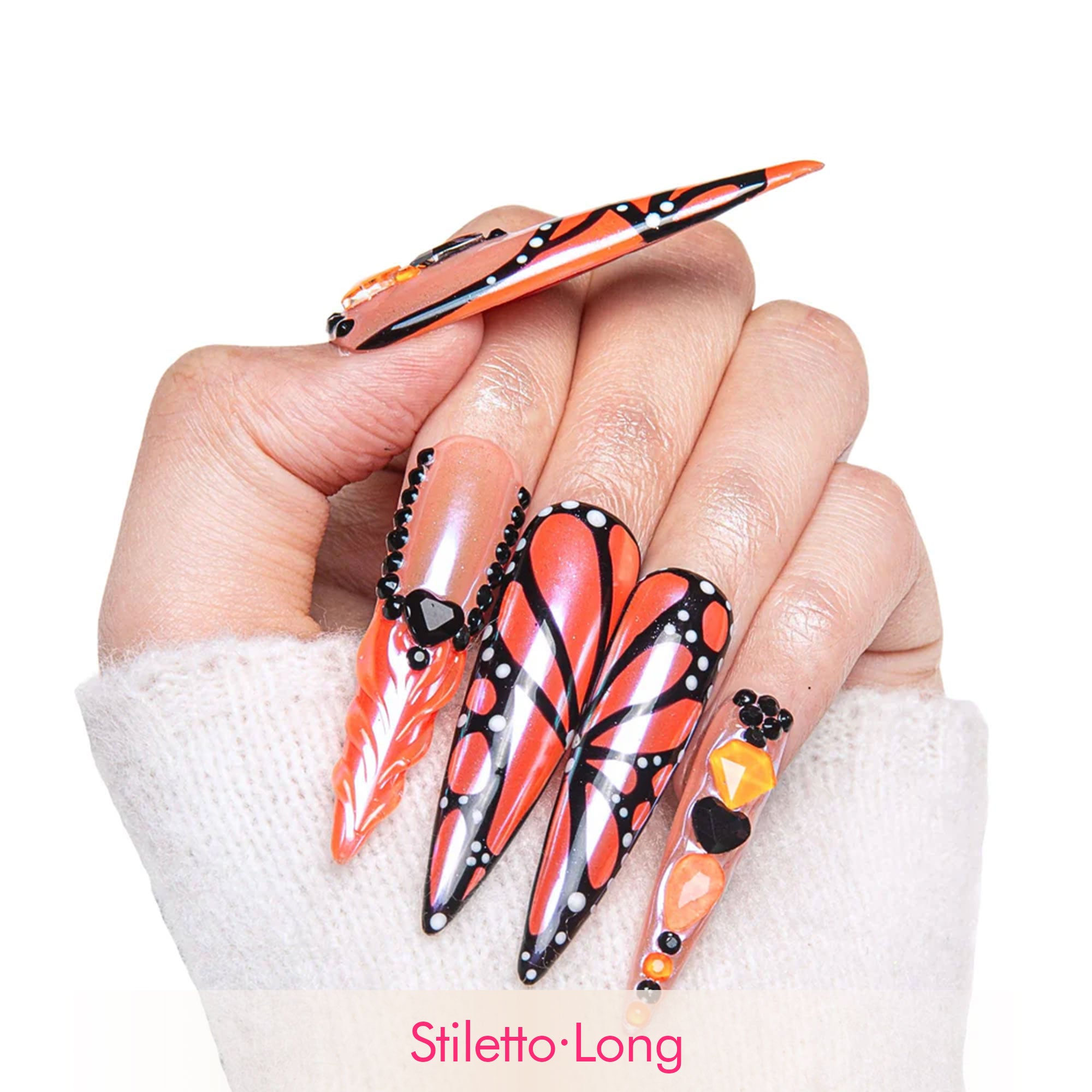 Orange Melody Handmade Nails H263