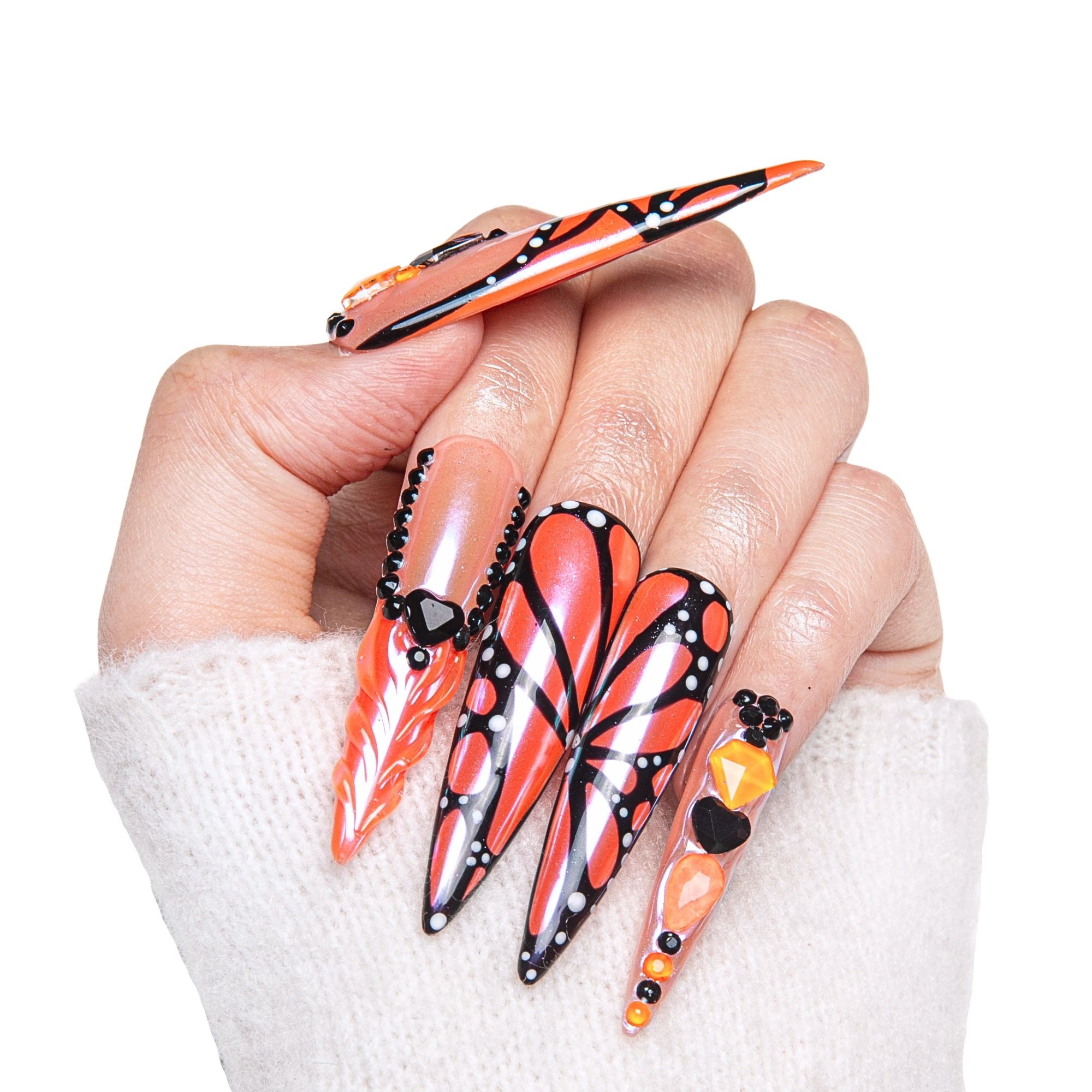 Orange Melody Handmade Nails H263