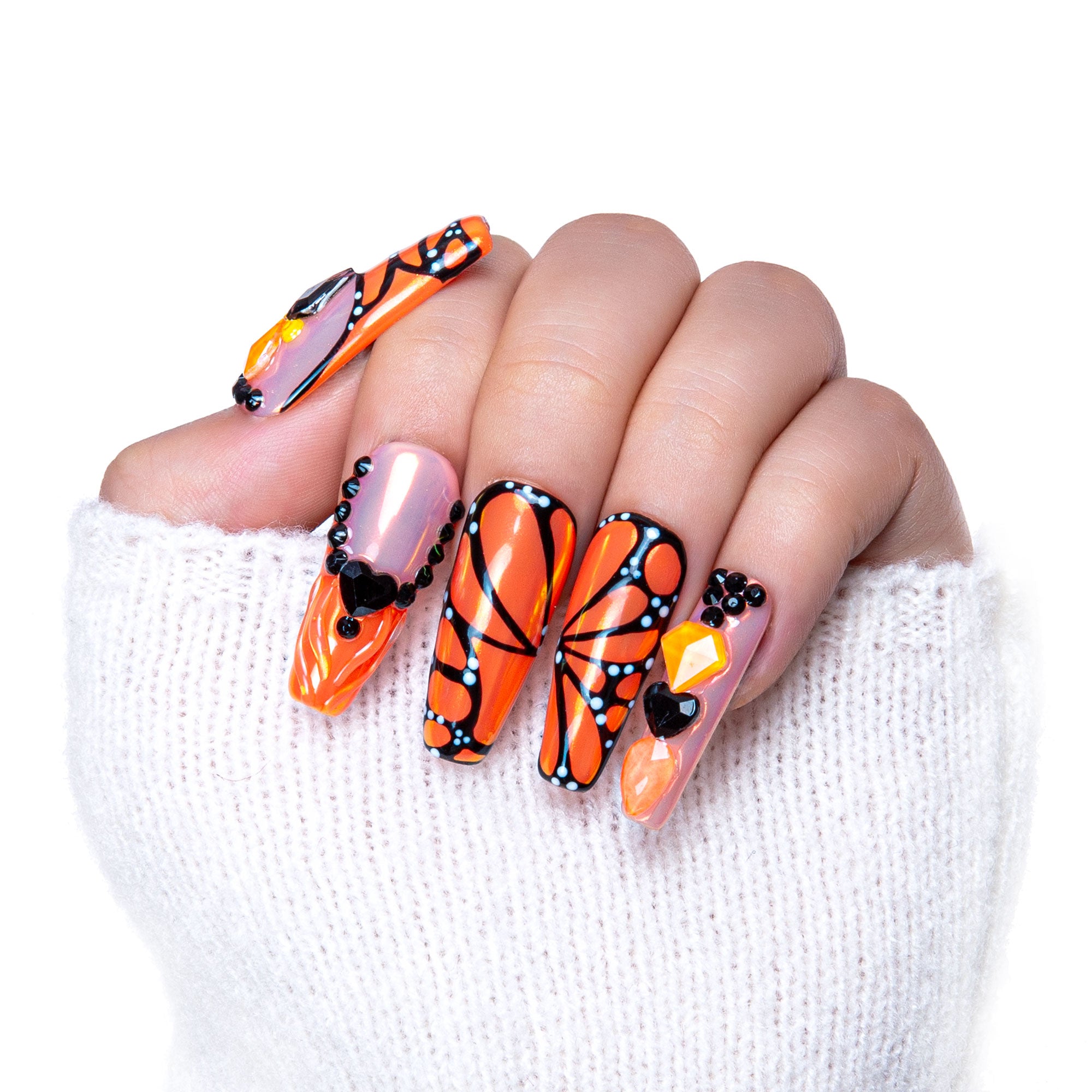 Orange Melody Handmade Nails H263