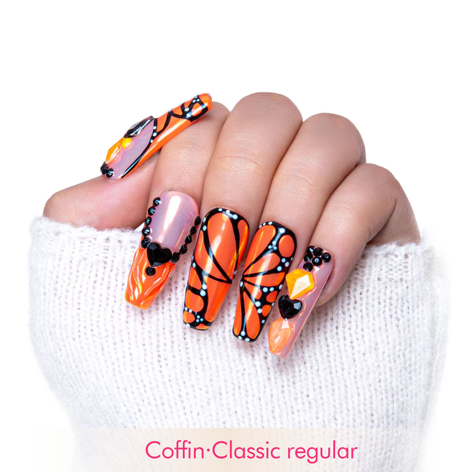 Orange Melody Handmade Nails H263