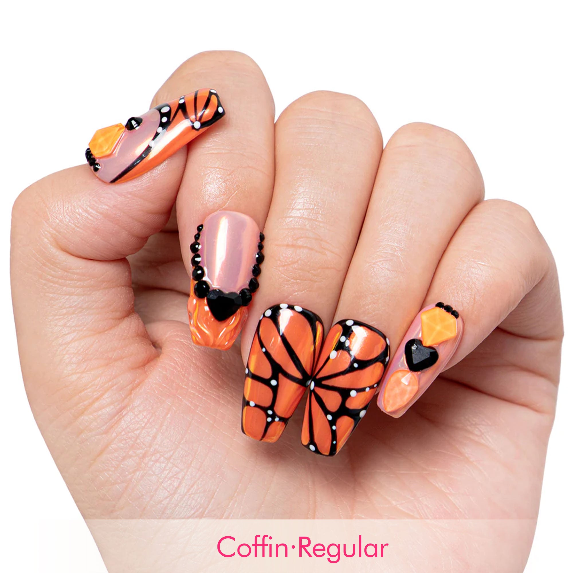 Orange Melody Handmade Nails H263