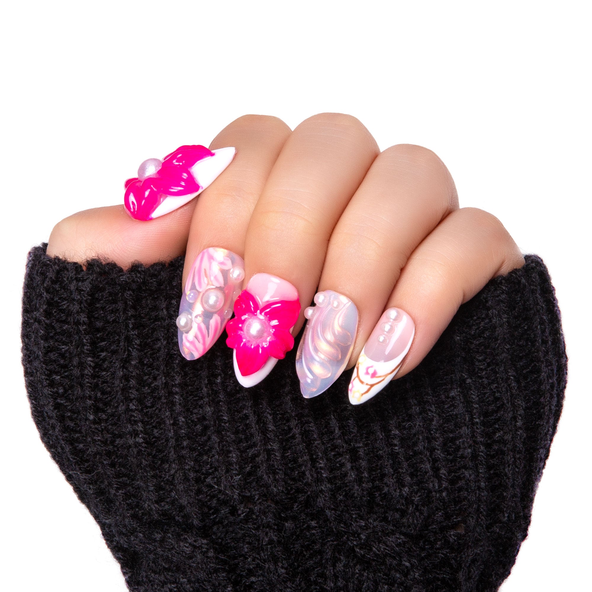 Hawaiian Orchid Handmade Nails H264