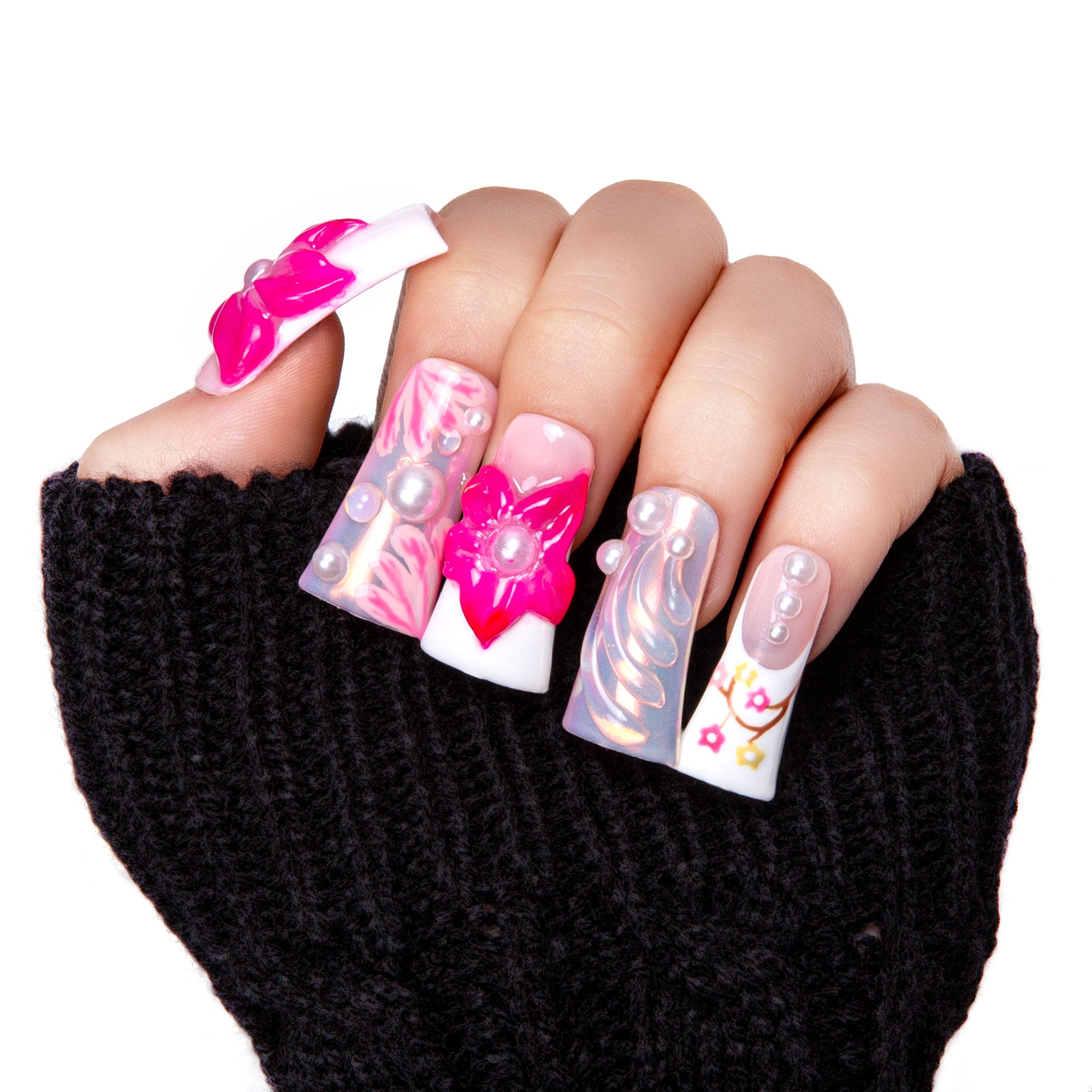 Hawaiian Orchid Handmade Nails H264