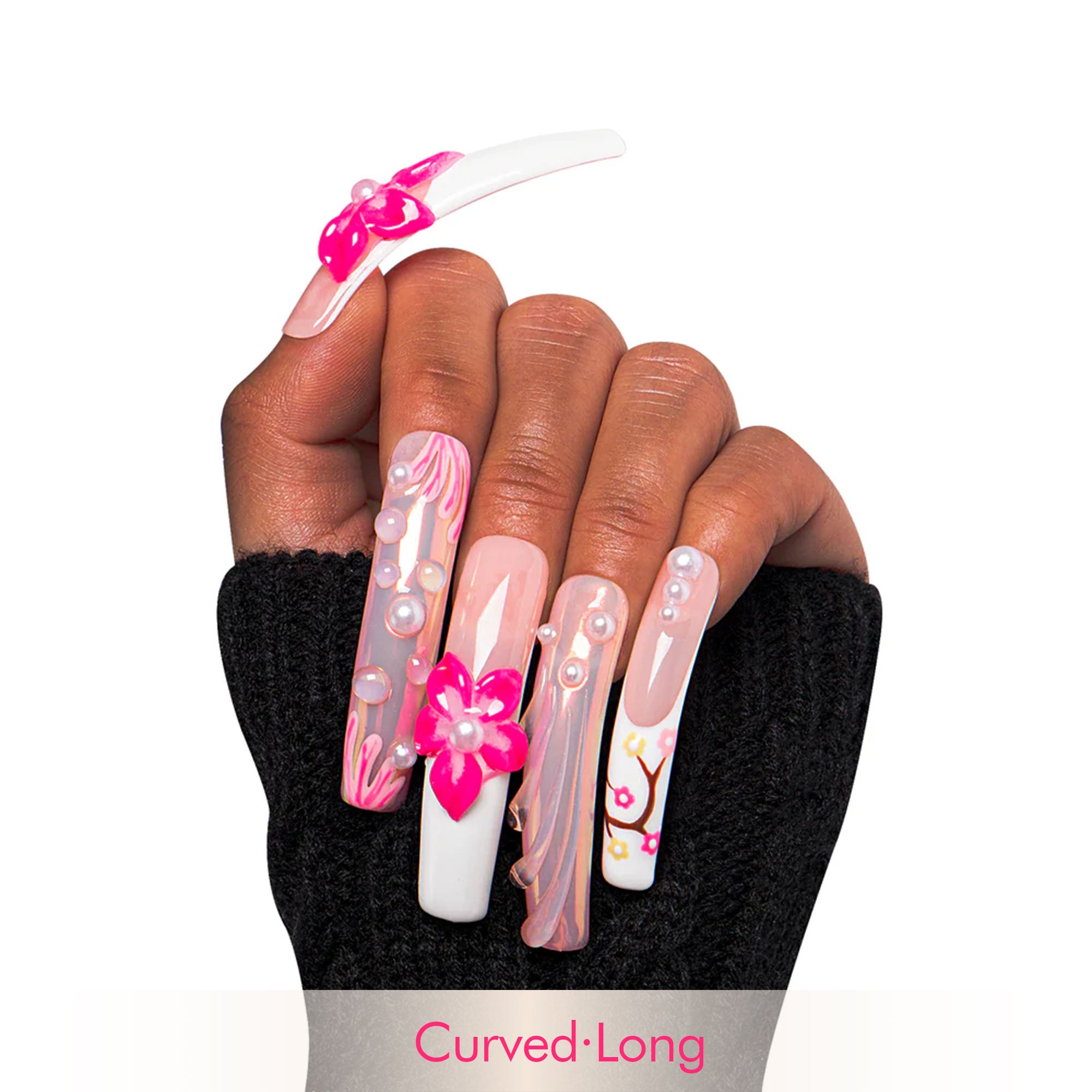 Hawaiian Orchid Handmade Nails H264