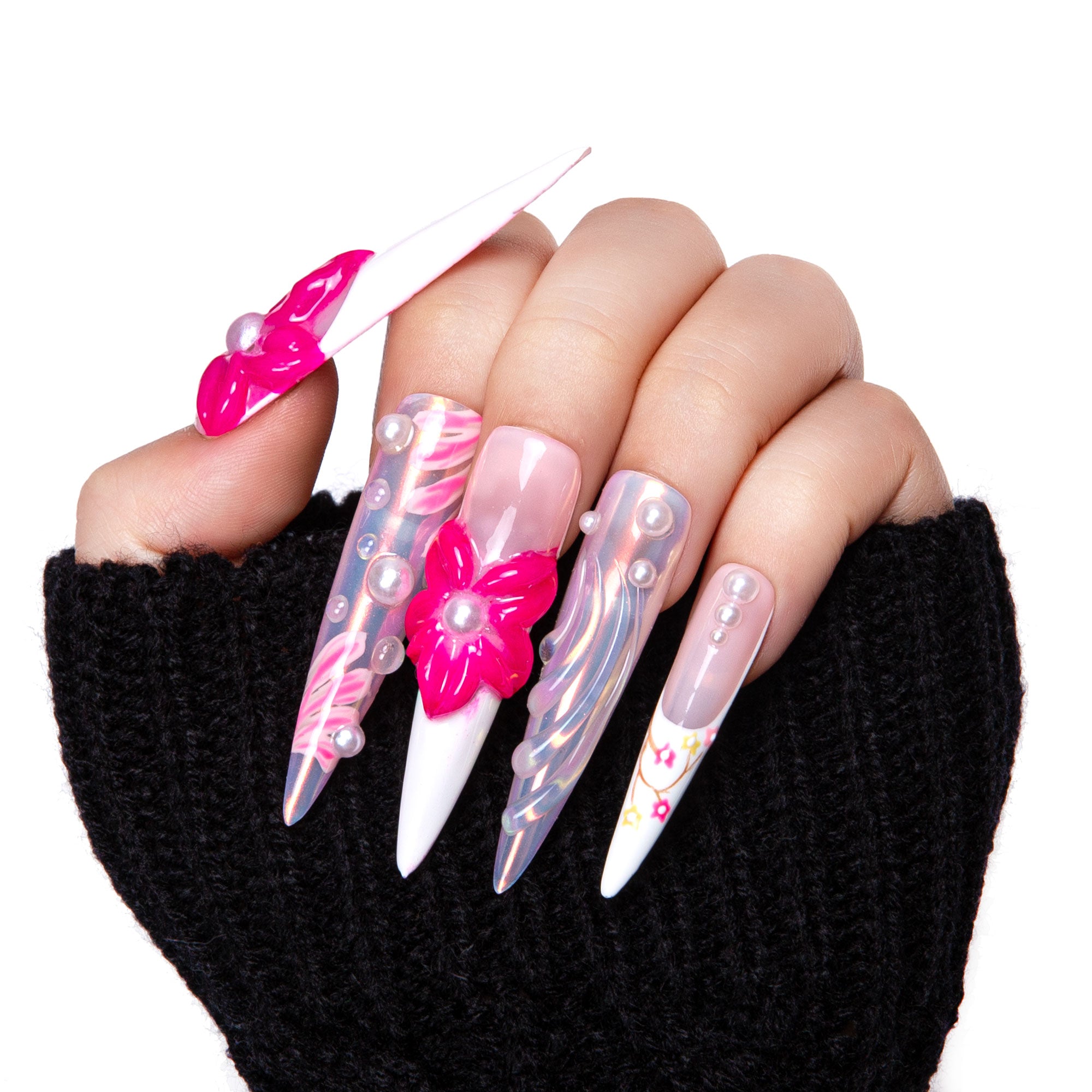 Hawaiian Orchid Handmade Nails H264