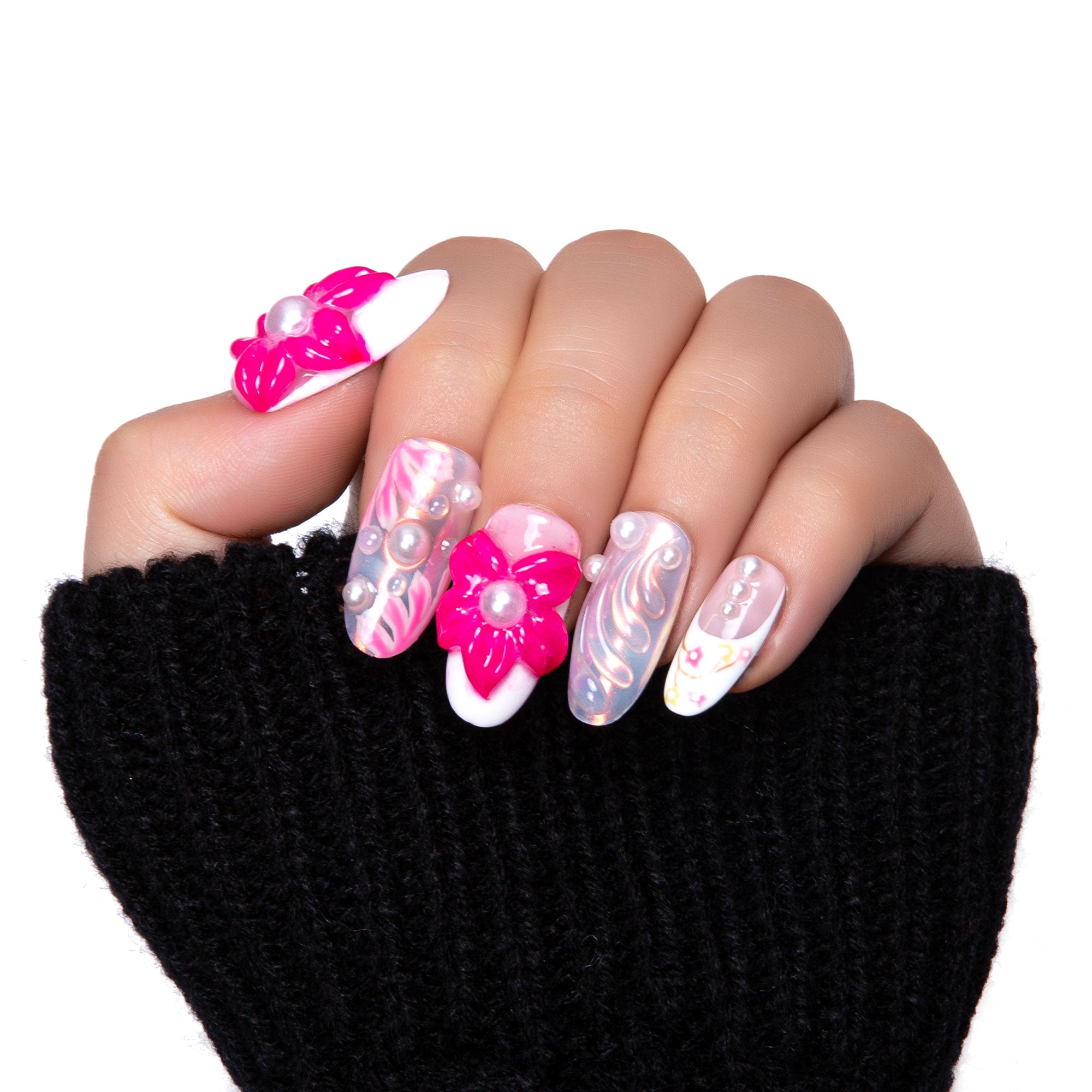 Hawaiian Orchid Handmade Nails H264