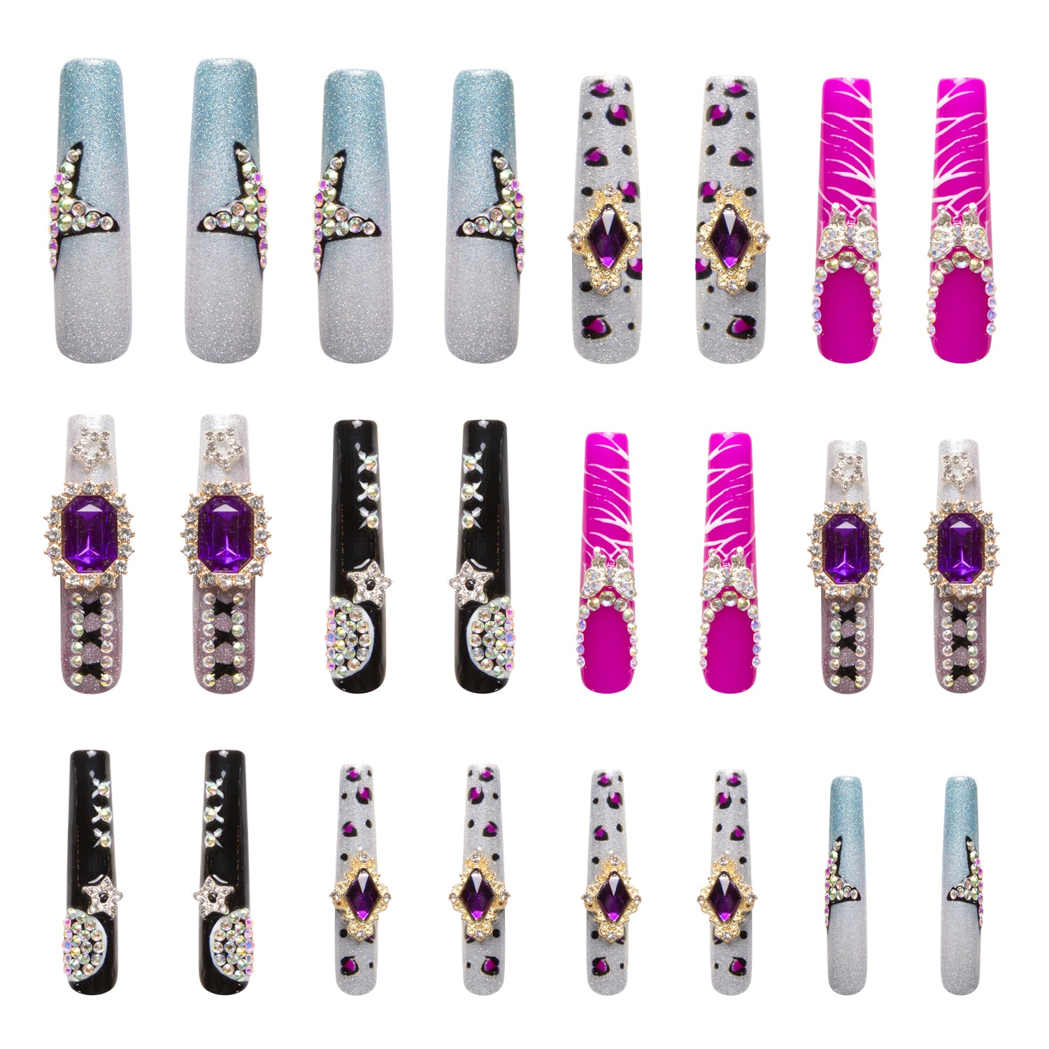 Jungle Gems Handmade Nails 24pcs H267