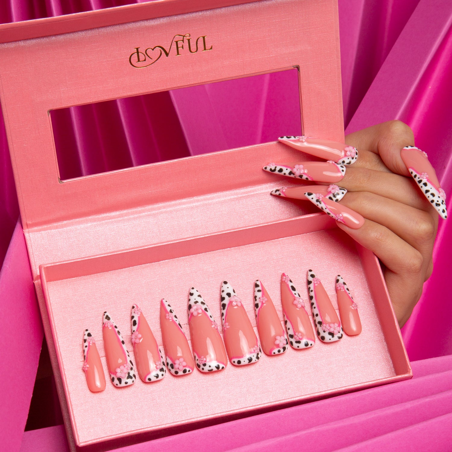 Cowgirl Pink Handmade Stiletto Nails H268