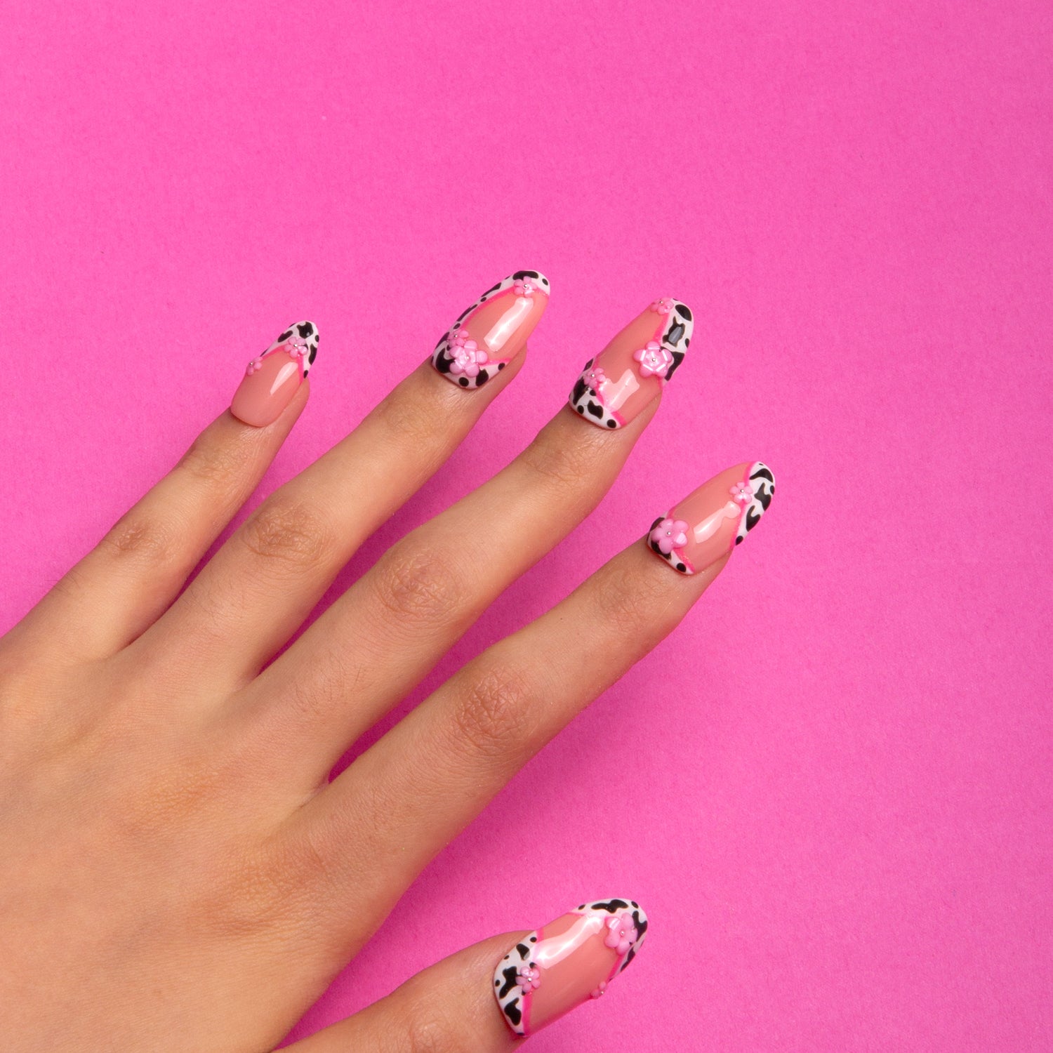 Cowgirl Pink Handmade Round Nails H268