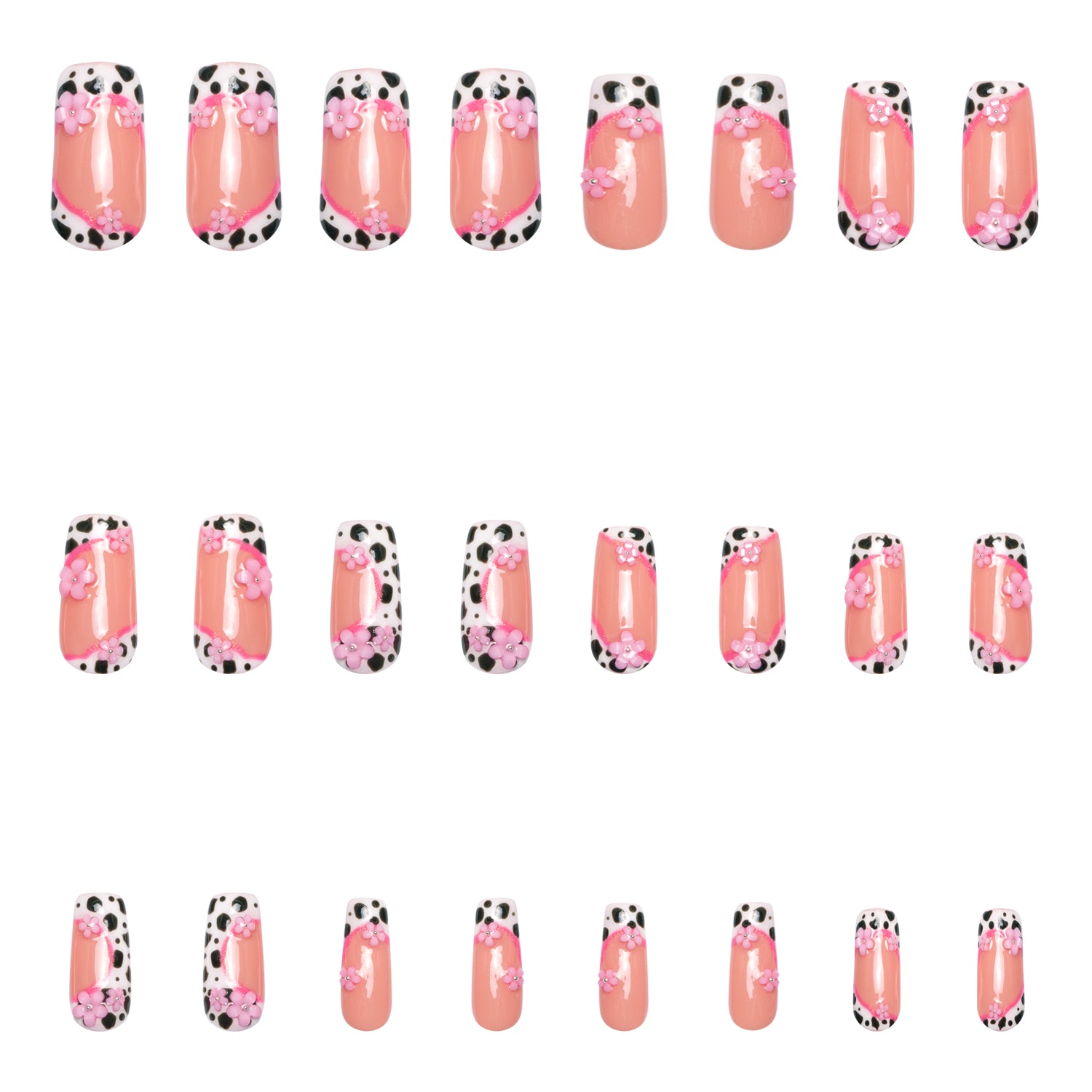 Cowgirl Pink Handmade Nails 24pcs H268