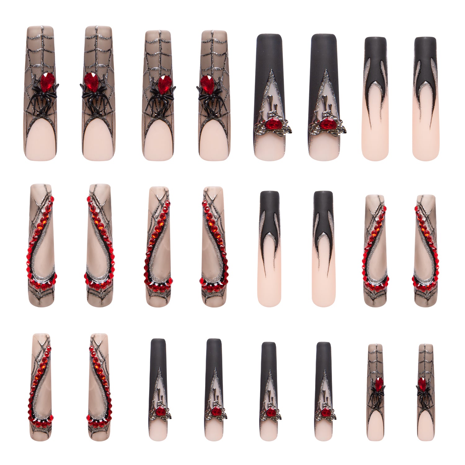 Midnight Spiderweb Handmade Nails 24pcs H270