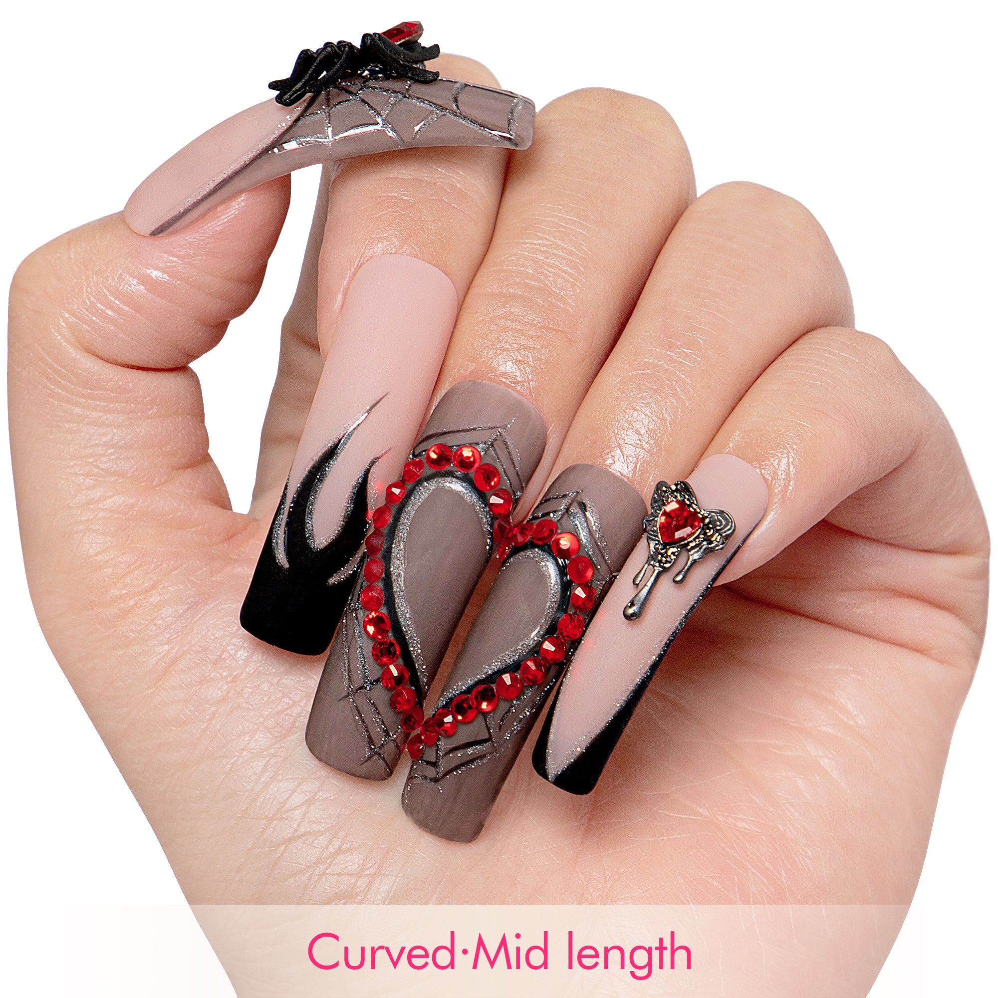 Midnight Spiderweb Handmade Nails H270