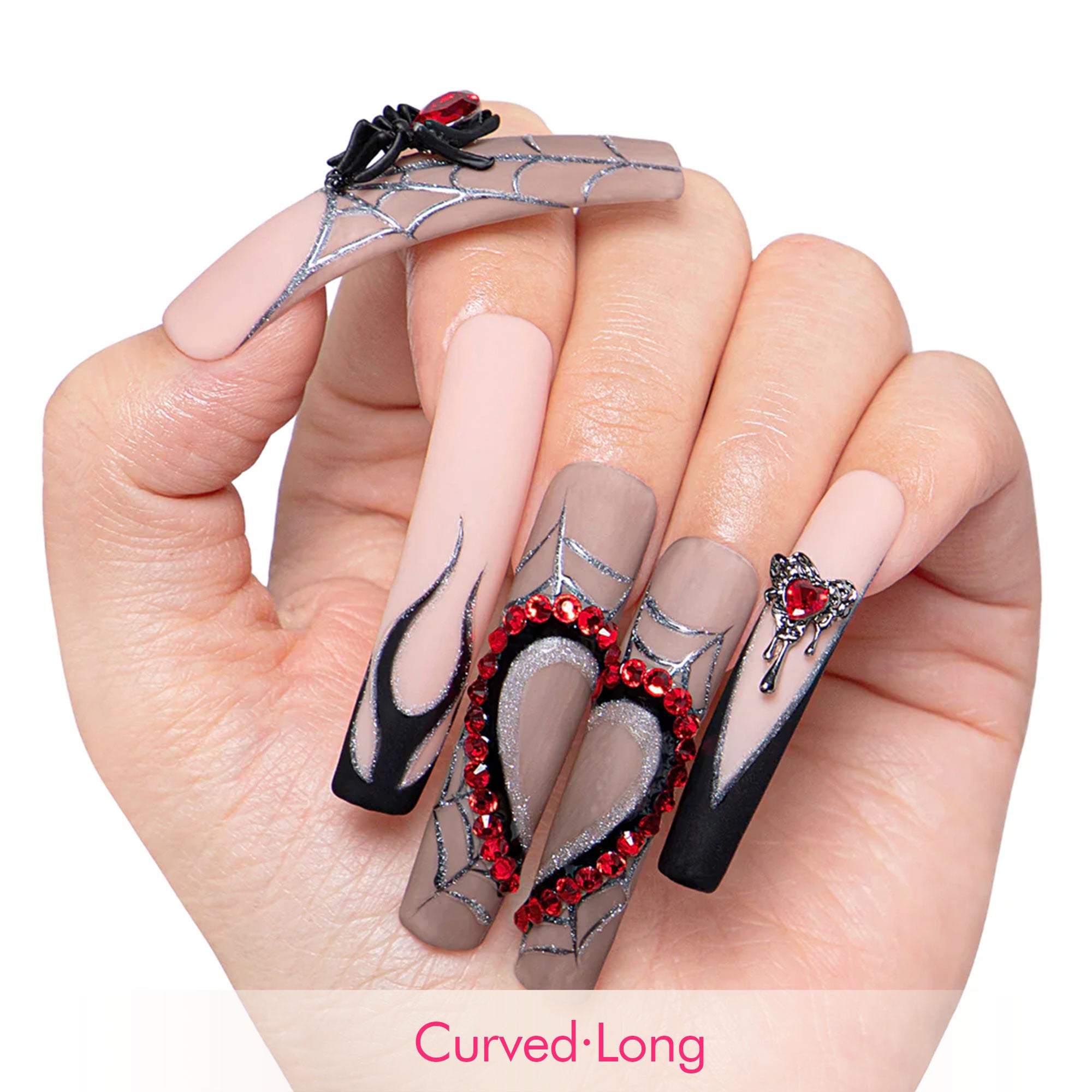 Midnight Spiderweb Handmade Nails H270