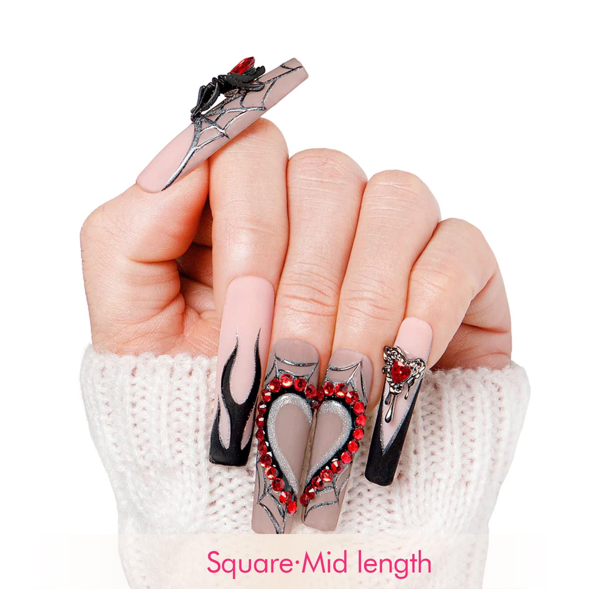 Midnight Spiderweb Handmade Nails H270