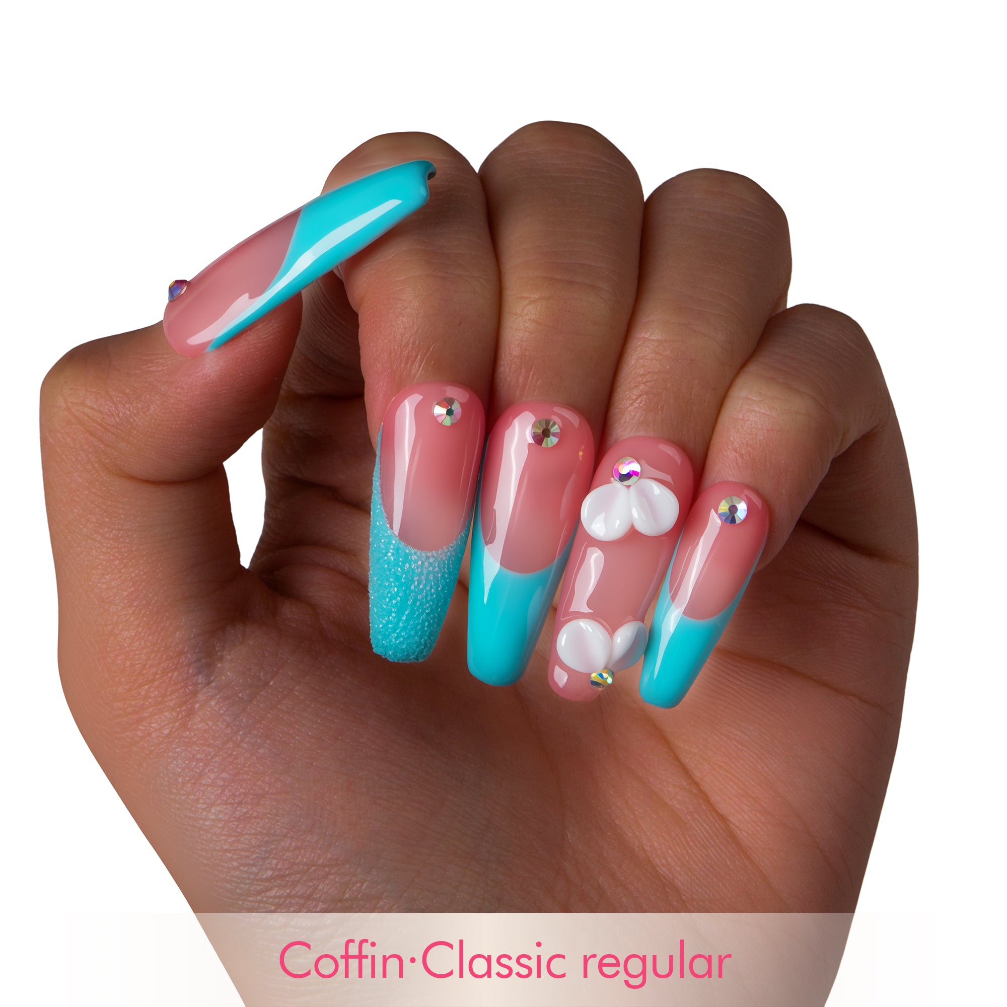 Ocean Kissed Blue French Tip Handmade Nails H274