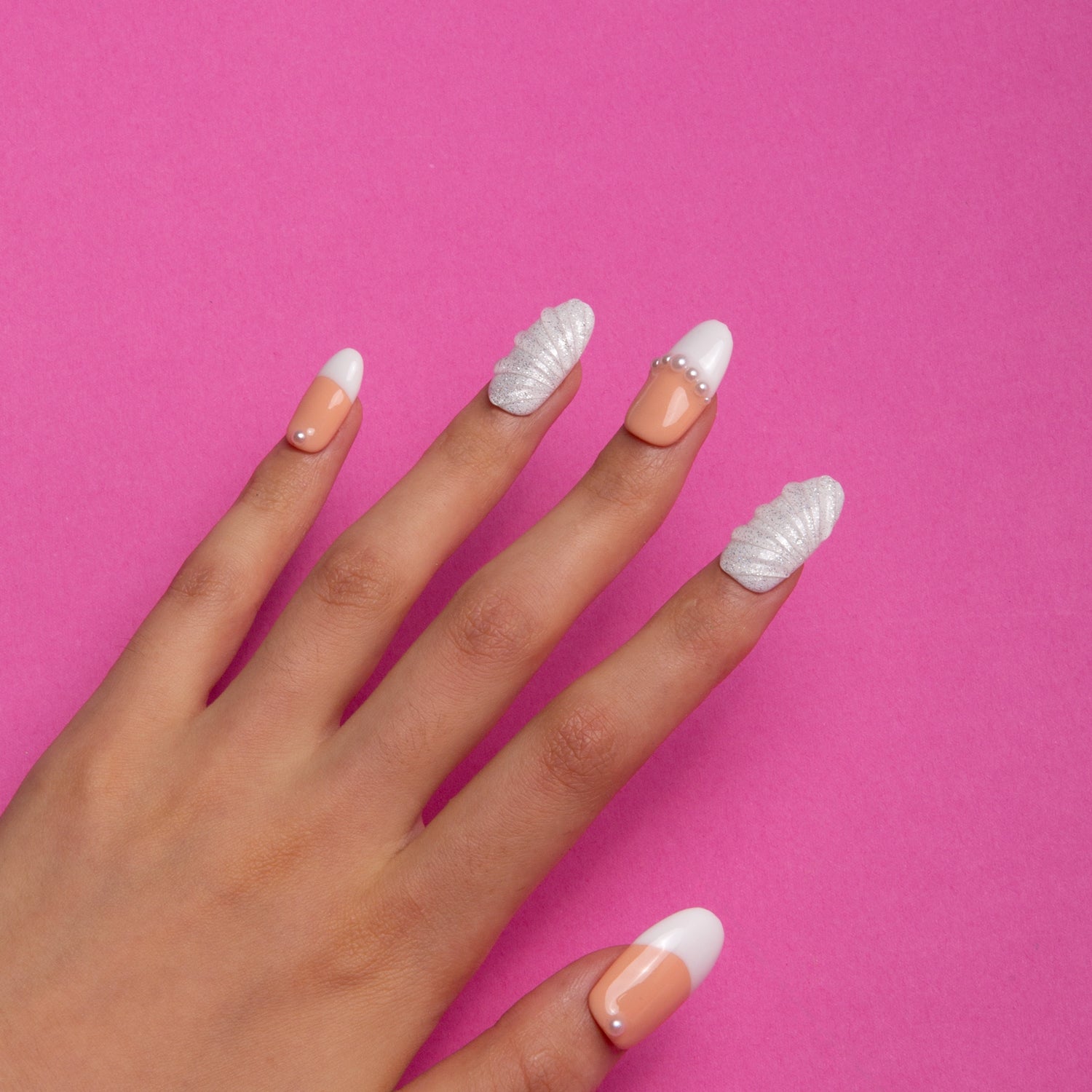 As Angel French Tip Handmade Round Nails H275