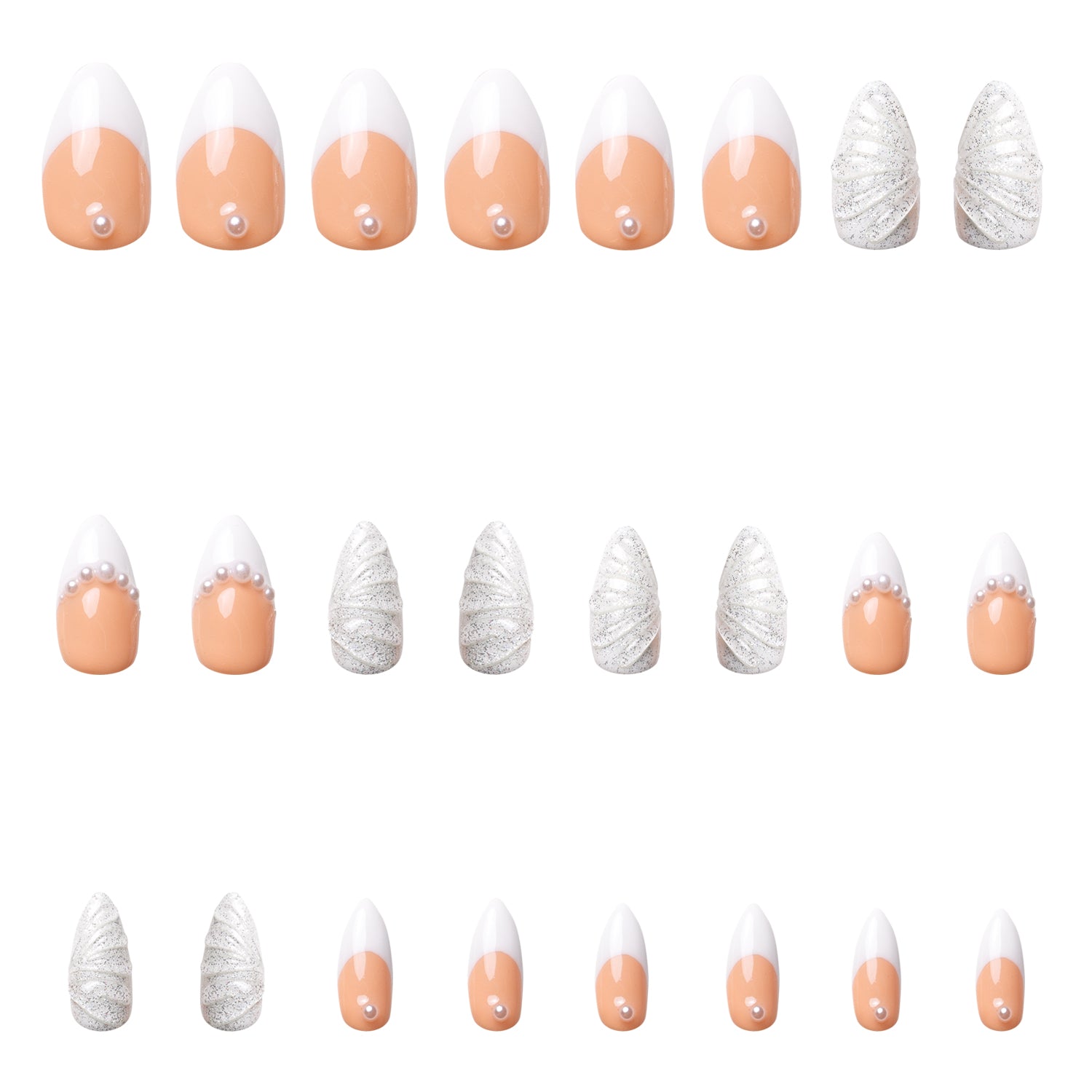 As Angel French Tip Handmade Nails 24pcs H275