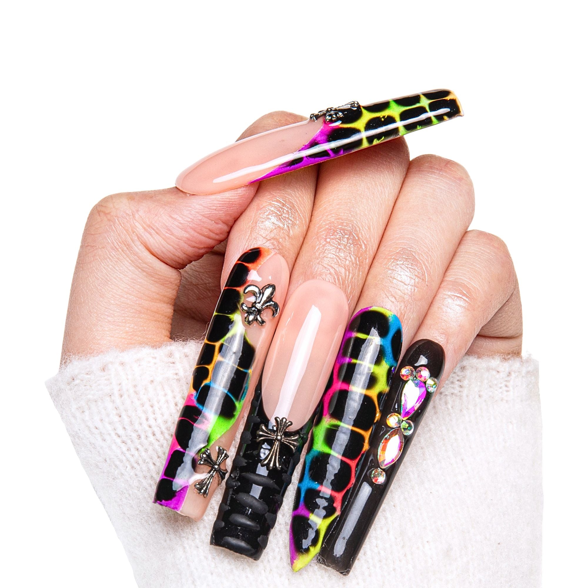 Young Forever Black Handmade Nails H28