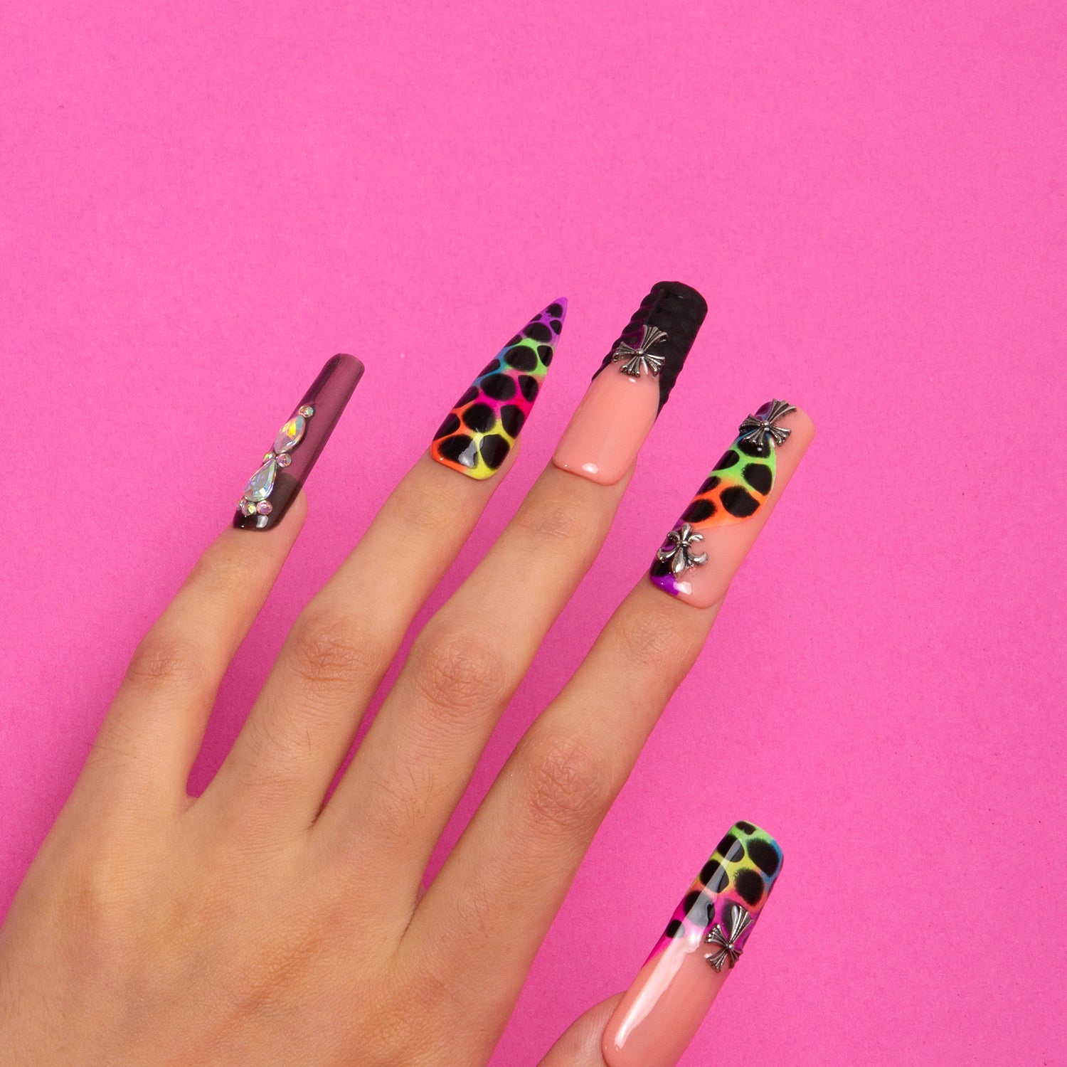 Young Forever Black Handmade Square Nails H28