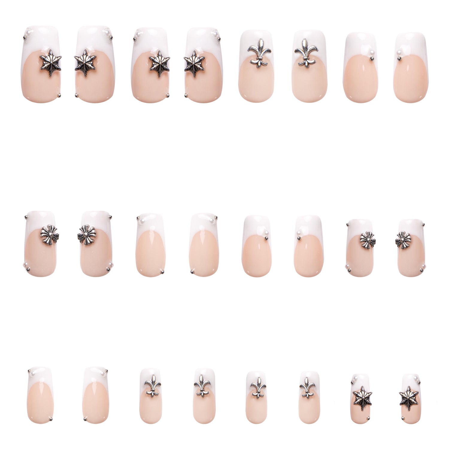 Sunday Morning French Tip Handmade Nails 24pcs H280