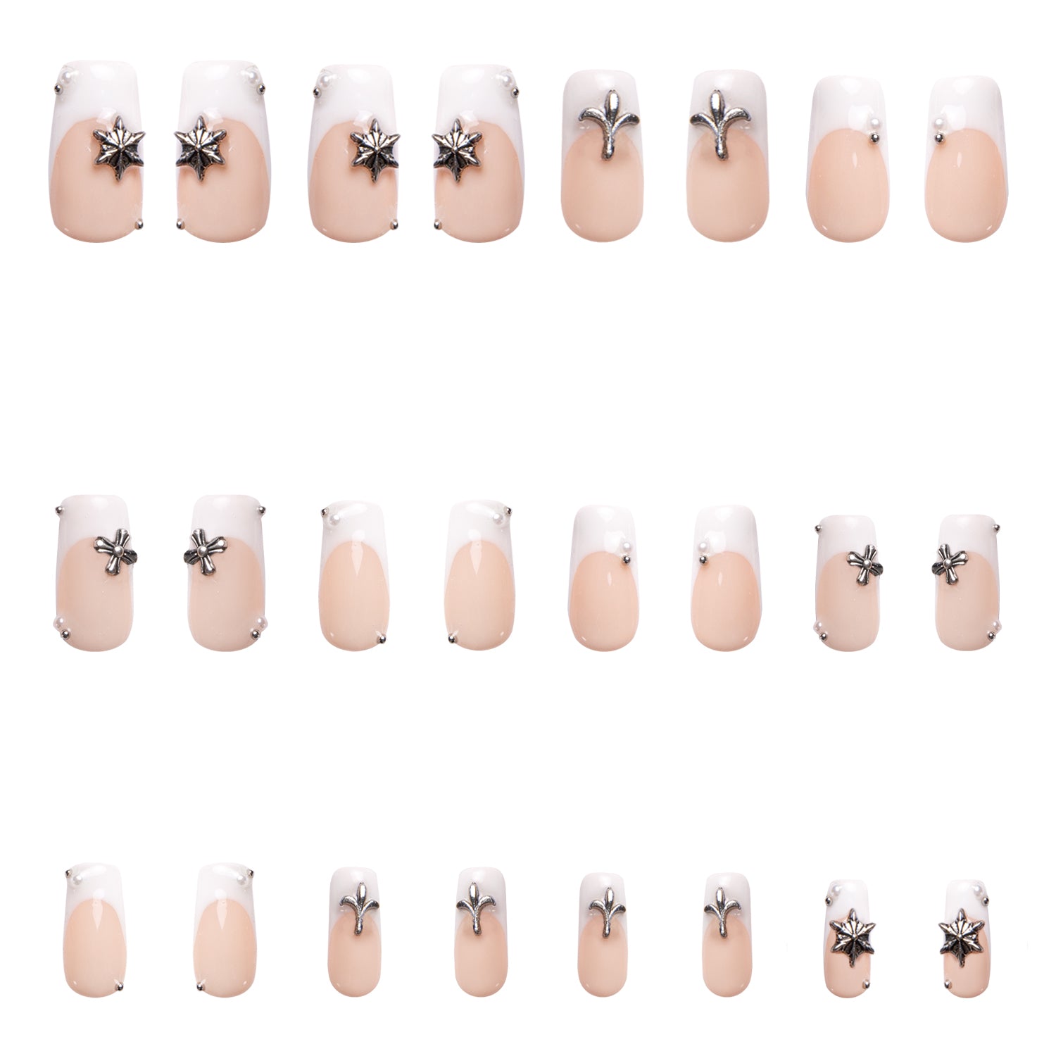 Sunday Morning French Tip Handmade Nails 24pcs H280