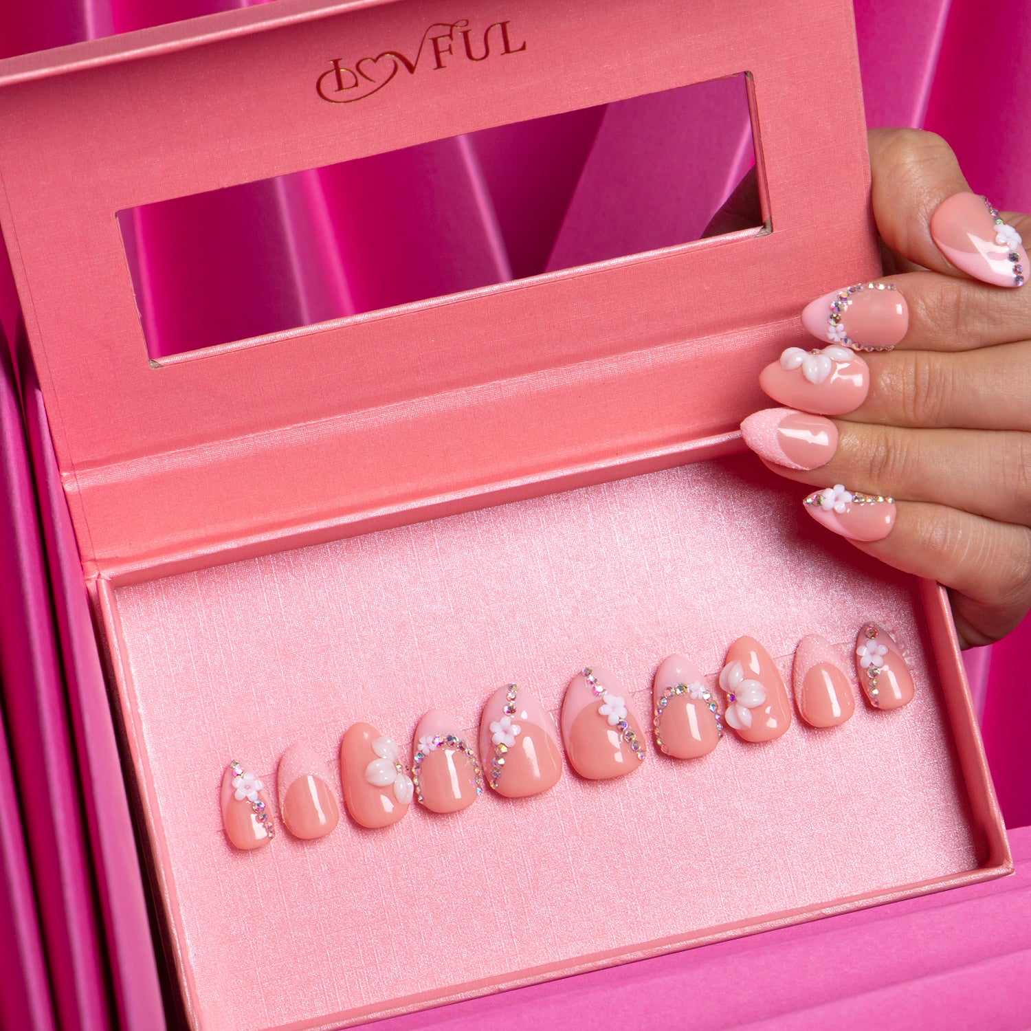 Pink Lady Handmade Almond Nails H281