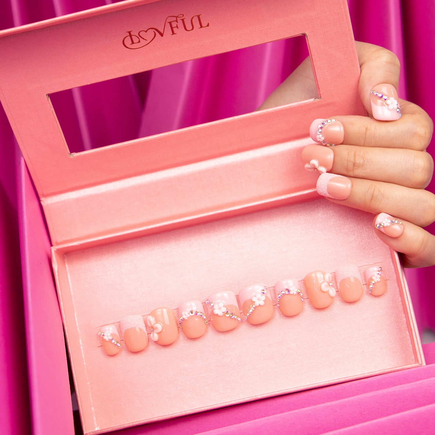 Pink Lady Handmade Square Nails H281