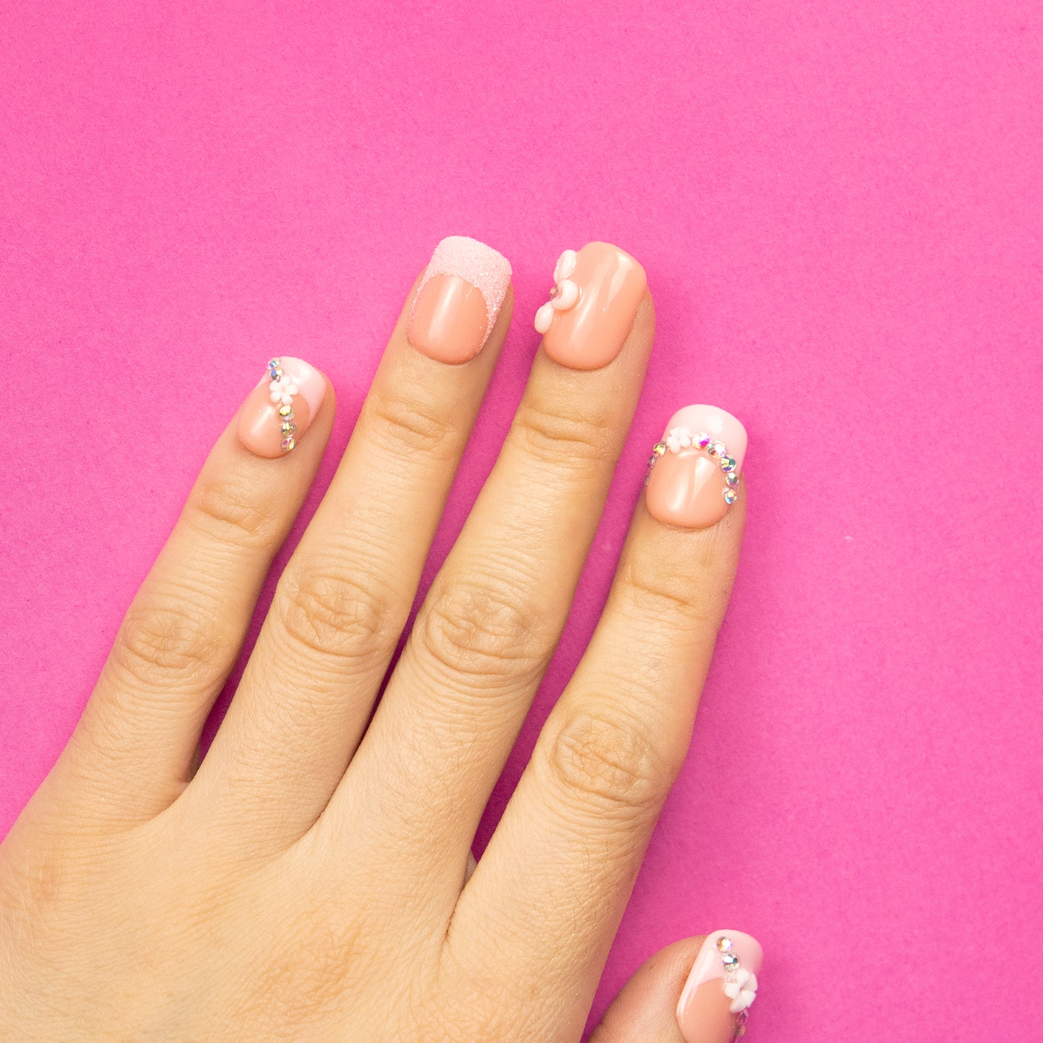 Pink Lady Handmade Square Nails H281