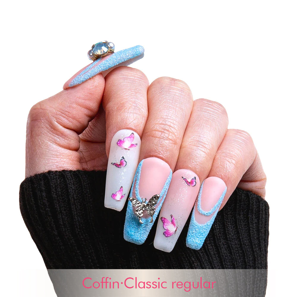 Sky Dance French Tip Handmade Nails H282