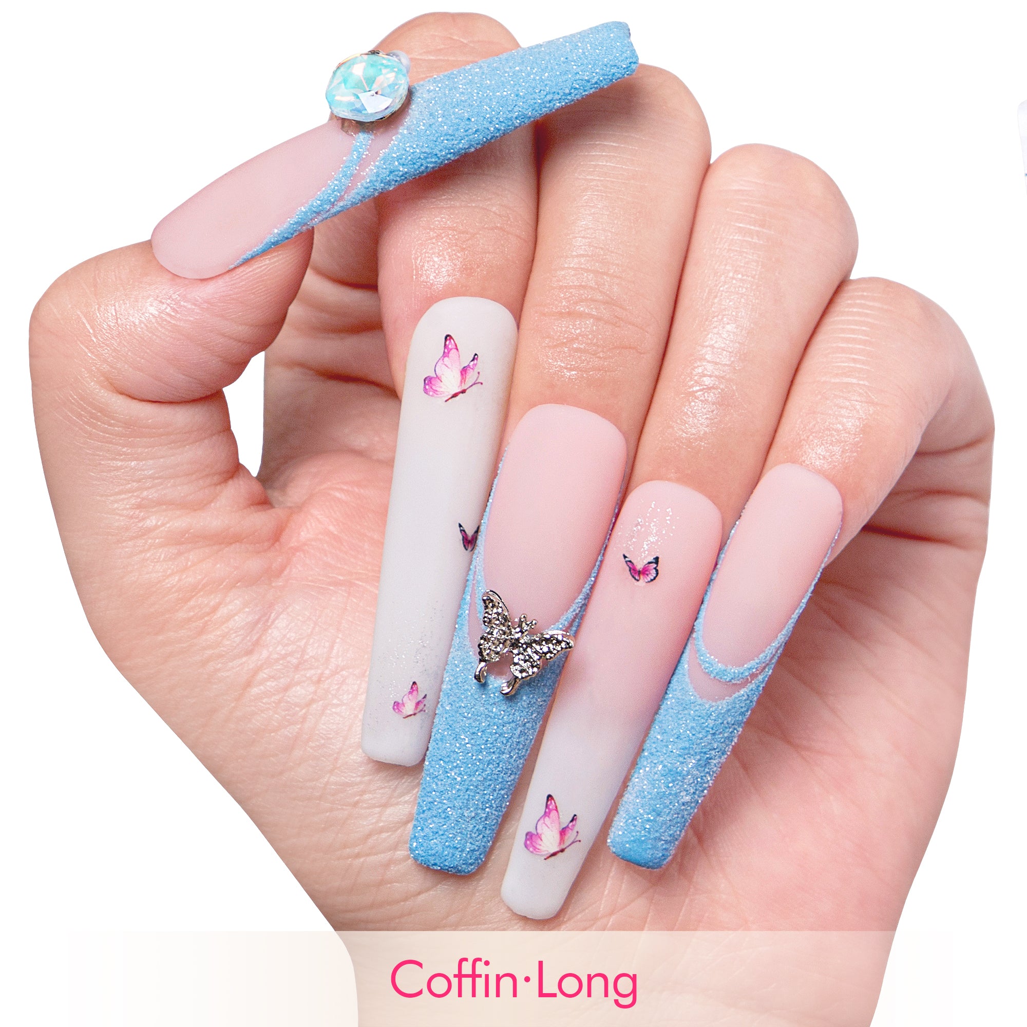 Sky Dance French Tip Handmade Nails H282
