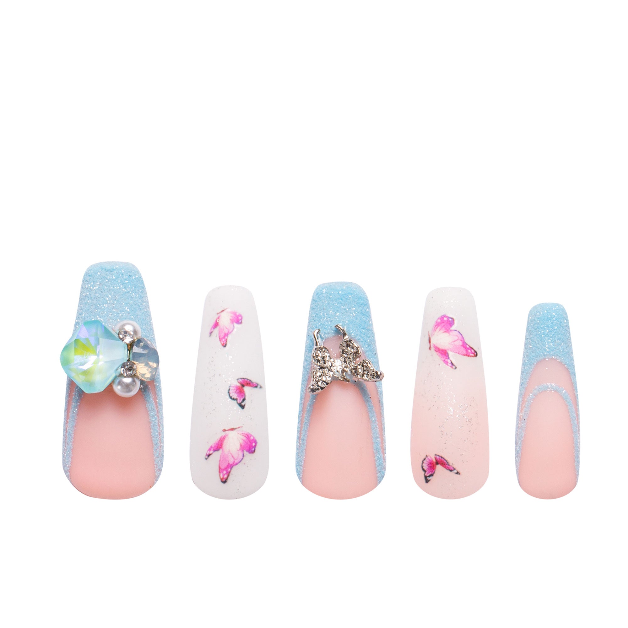 Sky Dance French Tip Handmade Nails H282