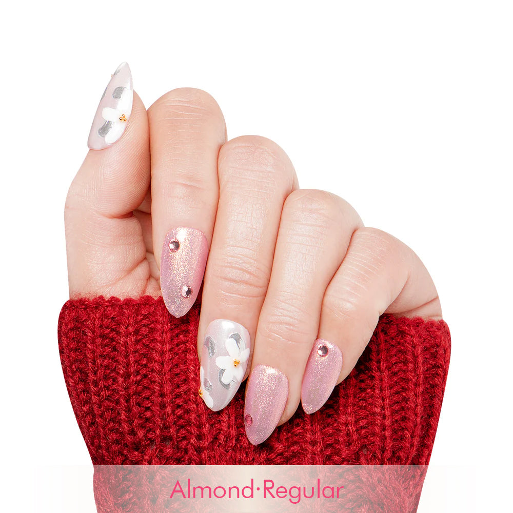Flower in Snow Handmade Nails H284