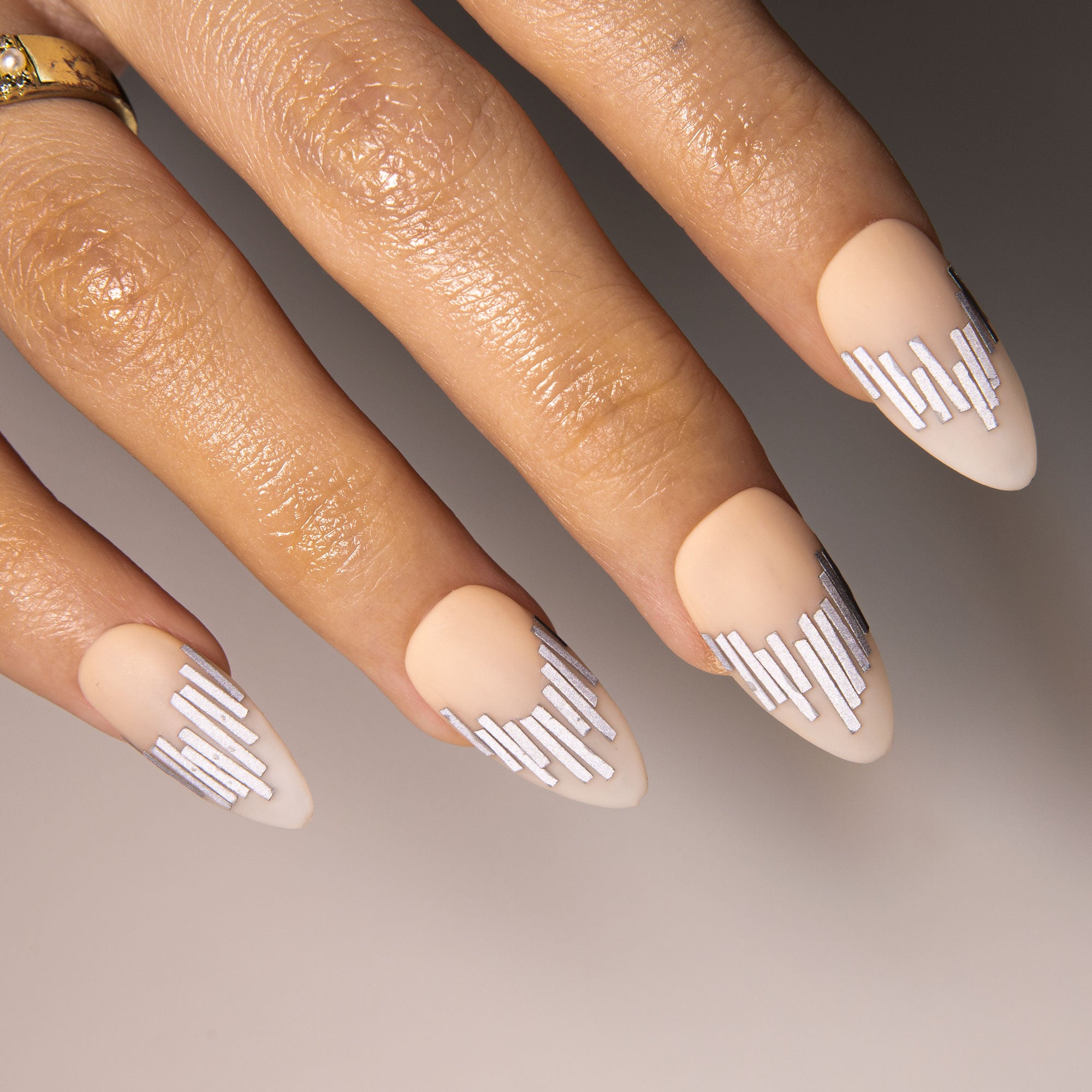 Rhythm Field Reflective Strip Handmade Almond Nails H288 RTS