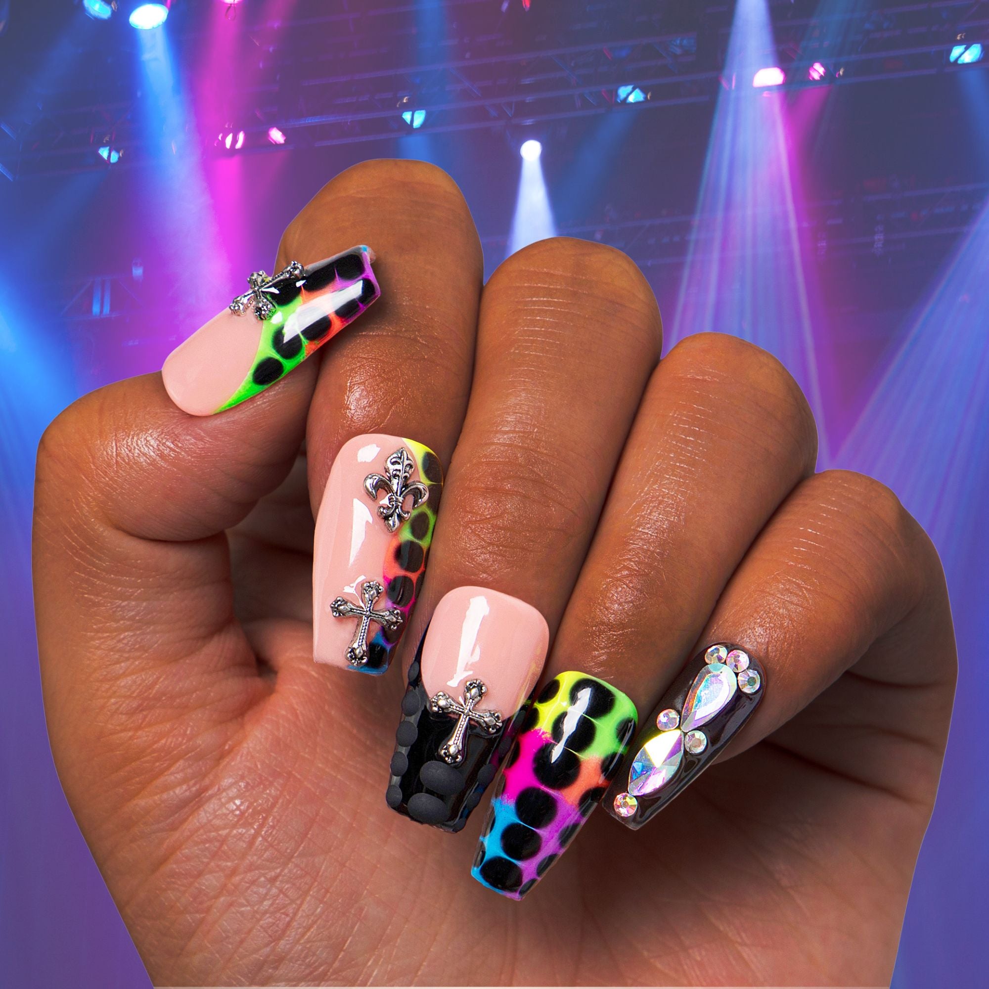 Young Forever Black Handmade Nails H28