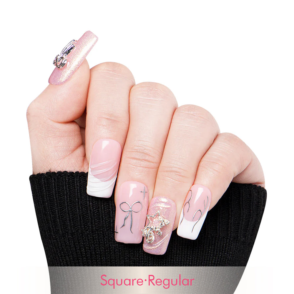 Dazzling Star French Tip Handmade Nails H294