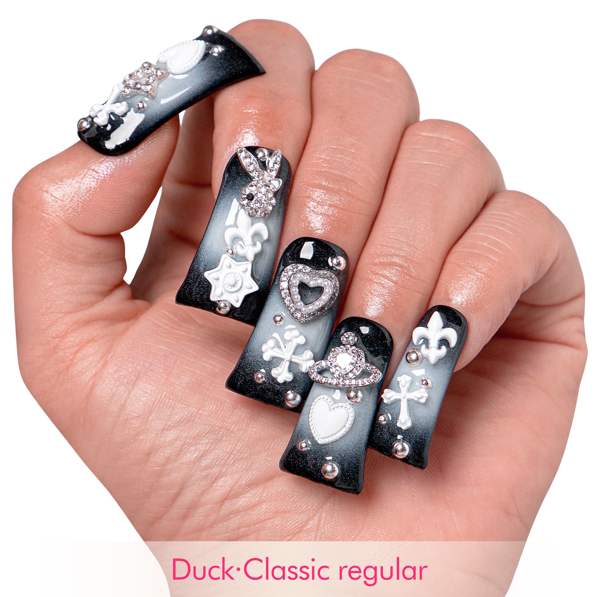 Grey Atomic Handmade Nails H297