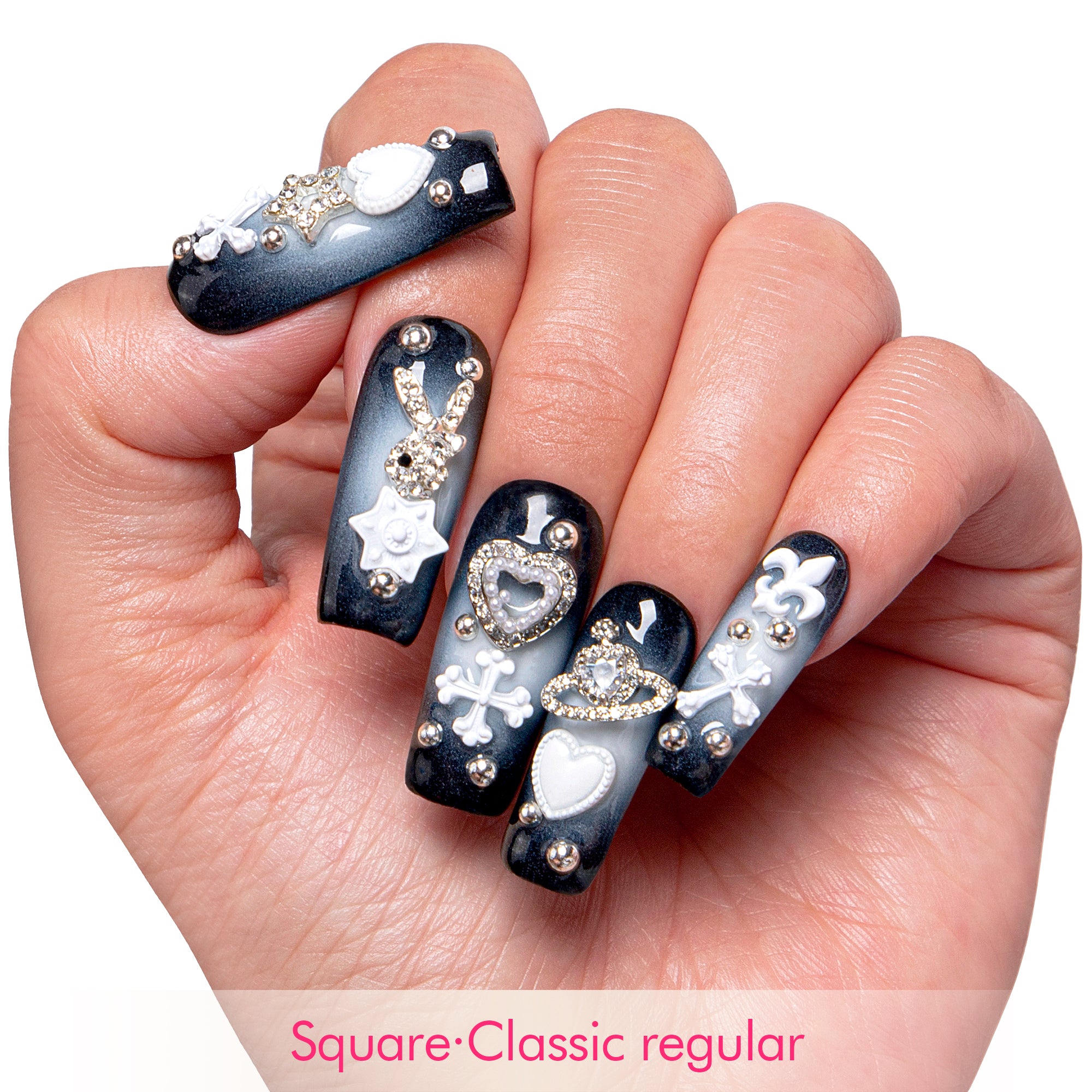 Grey Atomic Handmade Nails H297