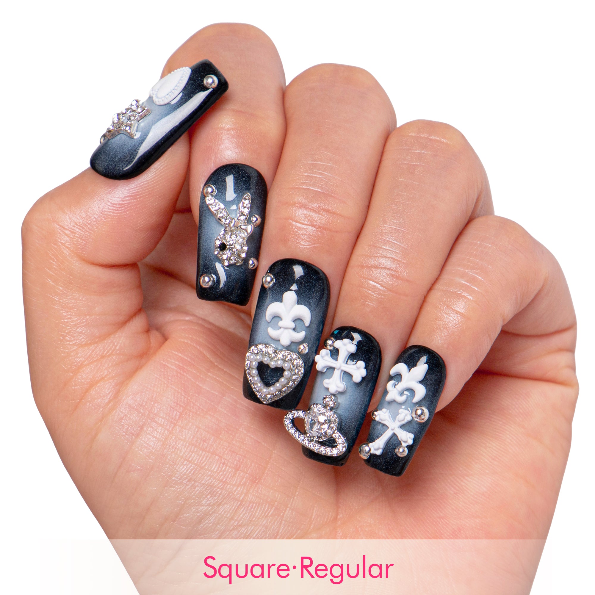 Grey Atomic Handmade Nails H297