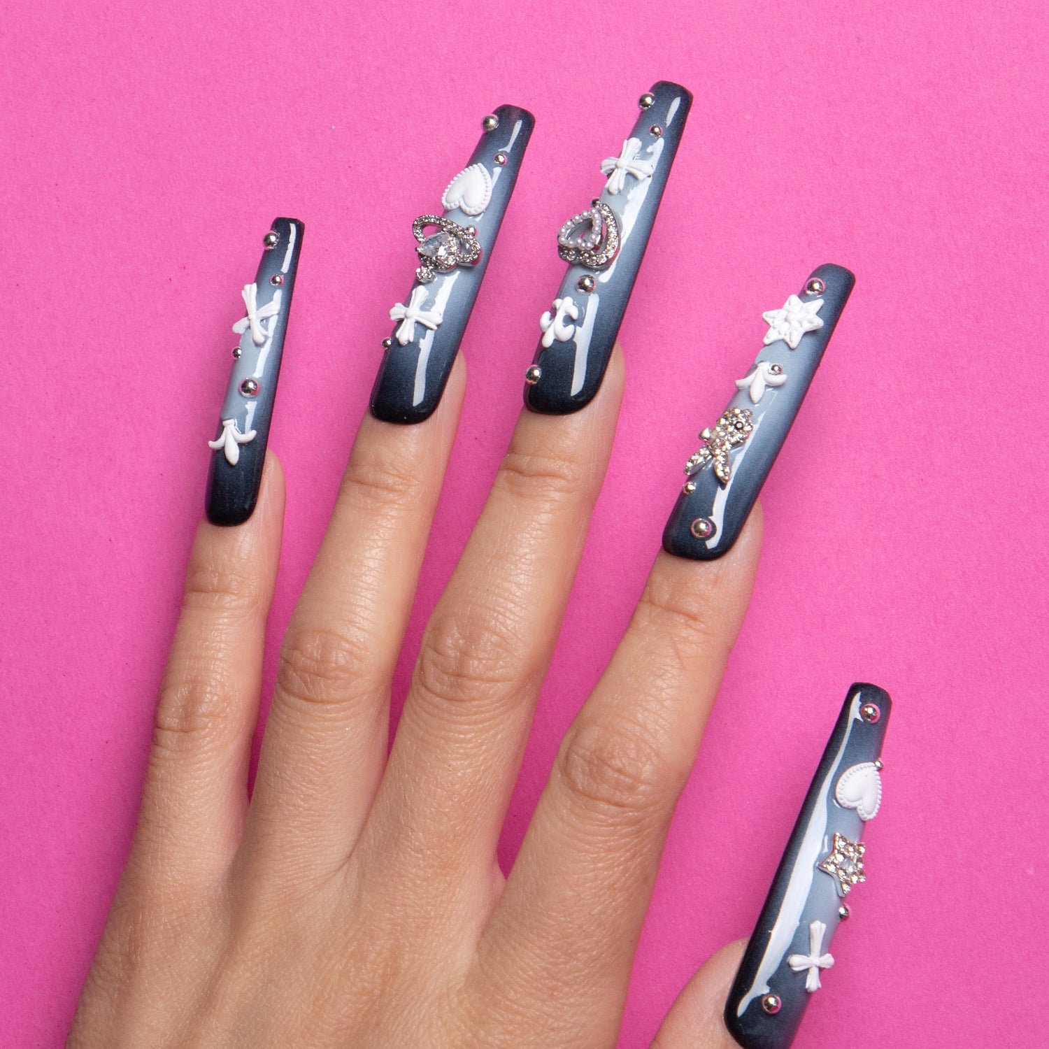 Grey Atomic Handmade Coffin Nails H297