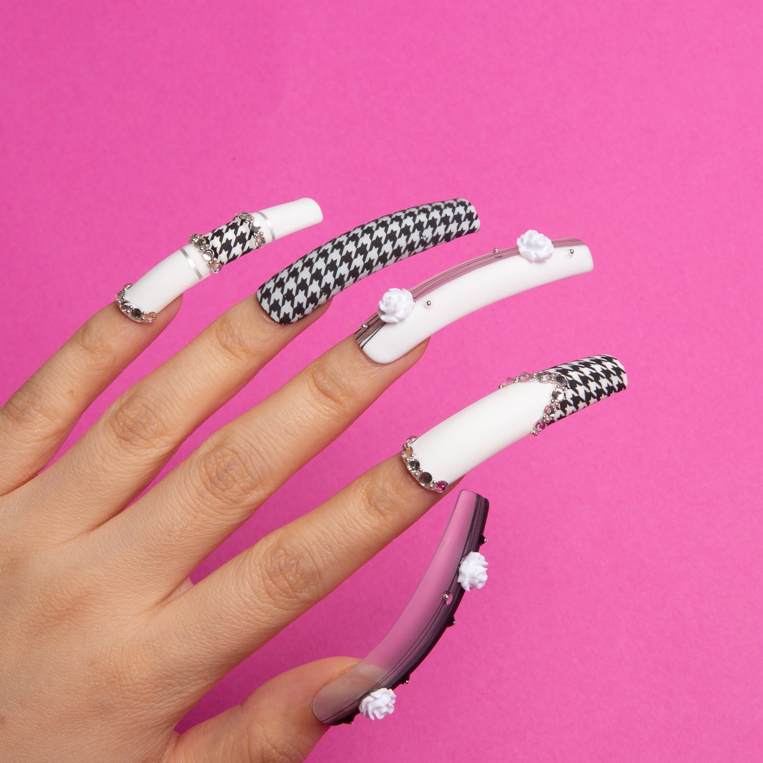 Houndstooth Handmade Curve Nails H30