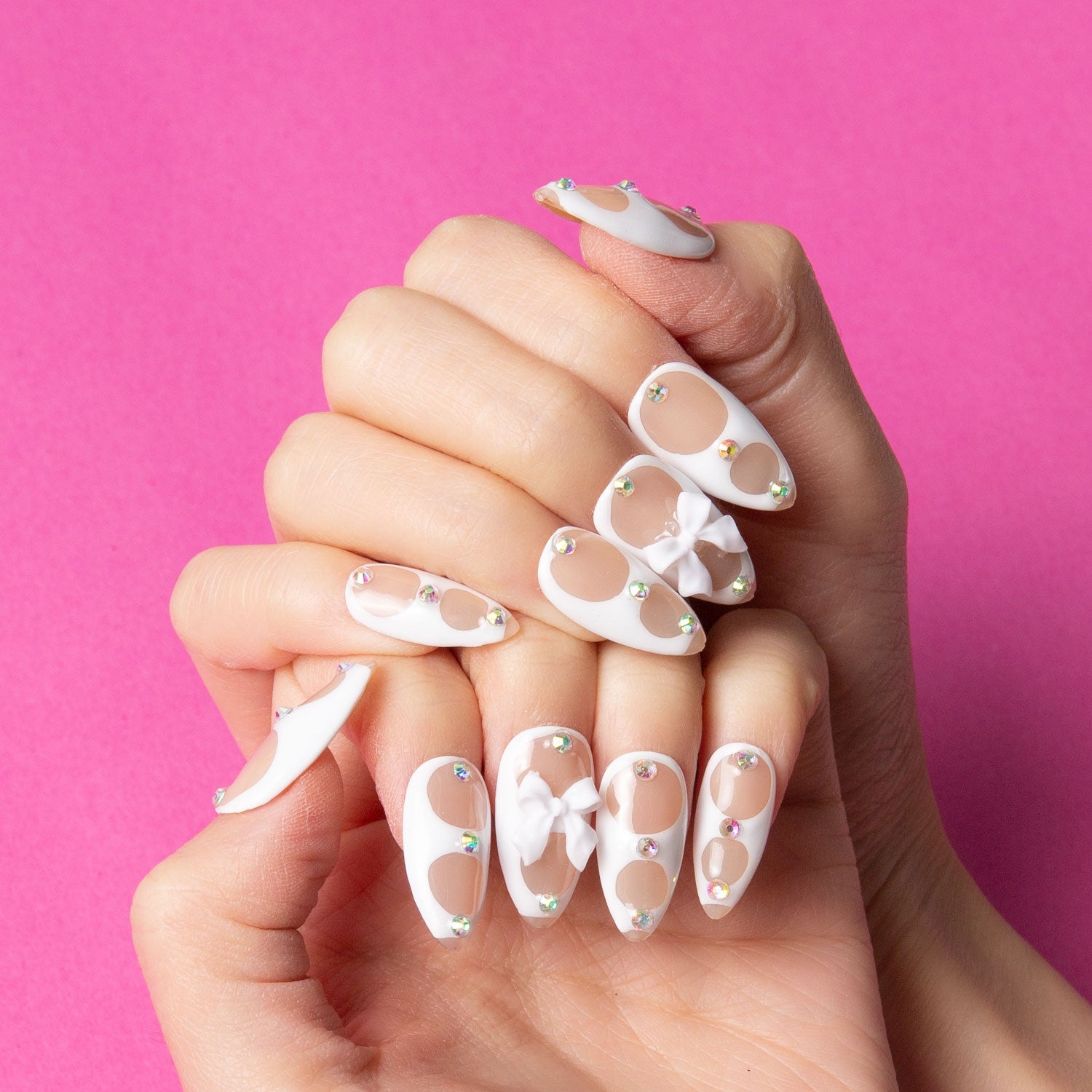 White Gladiator Handmade Almond Nails H301