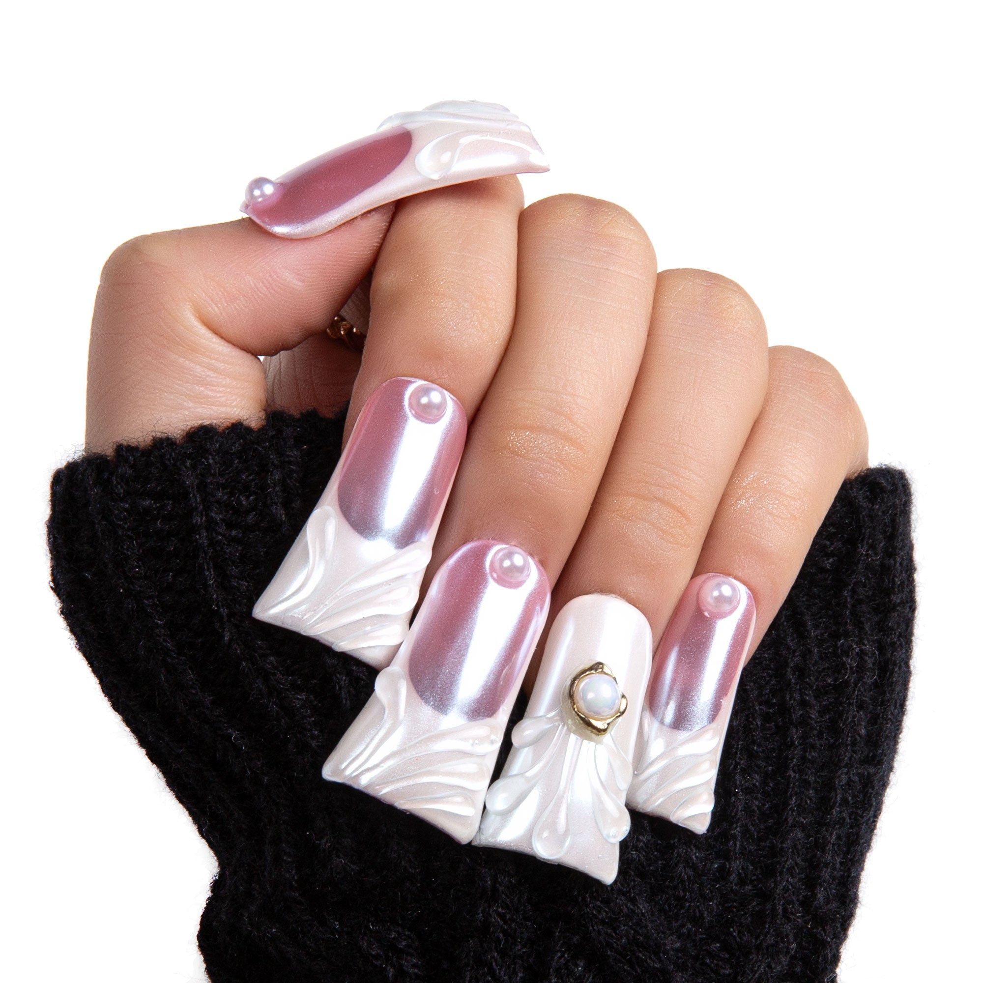 The White Handmade Nails H306