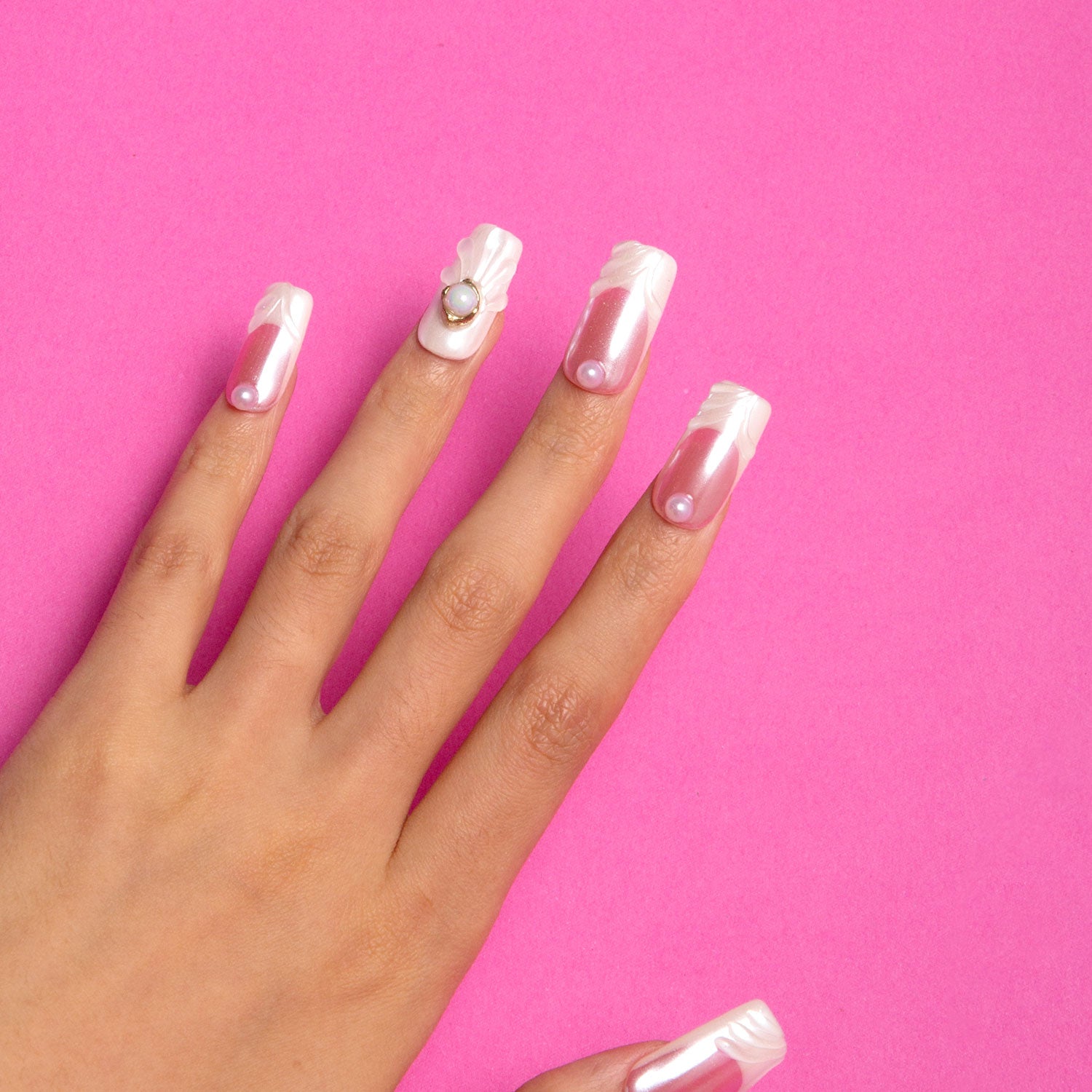 The White Handmade Square Nails H306