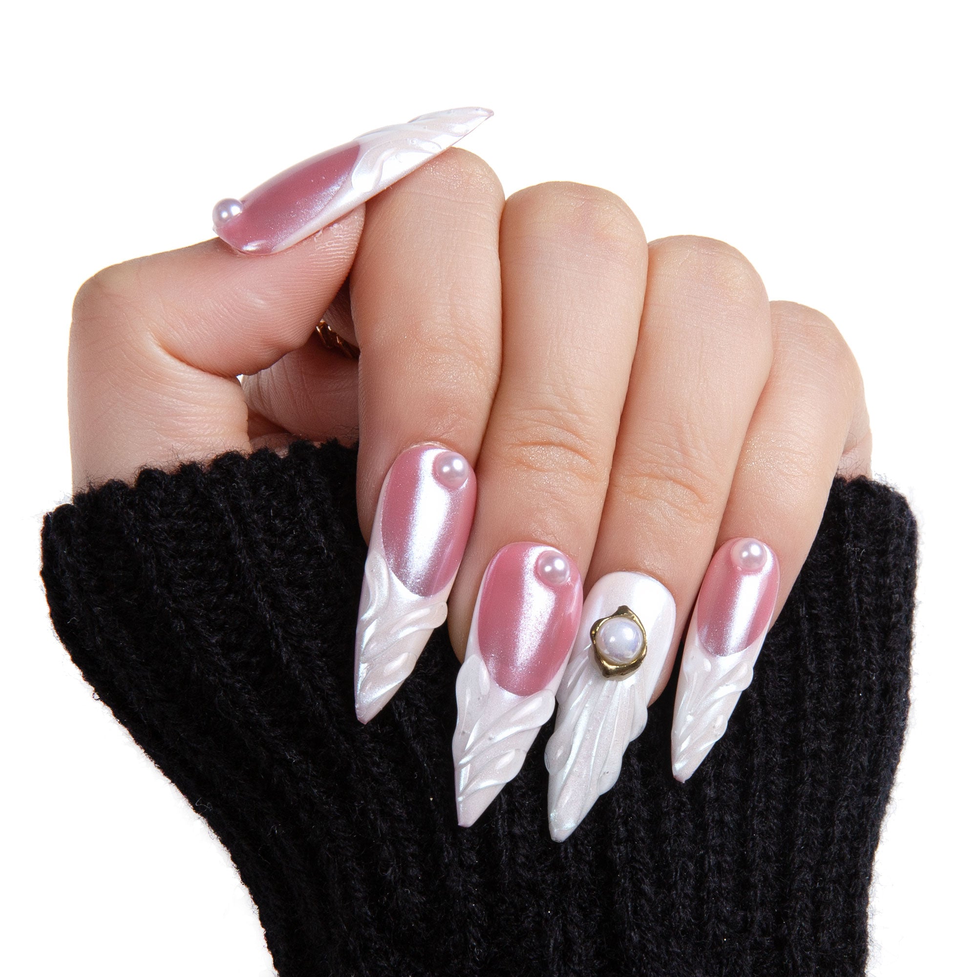 The White Handmade Nails H306