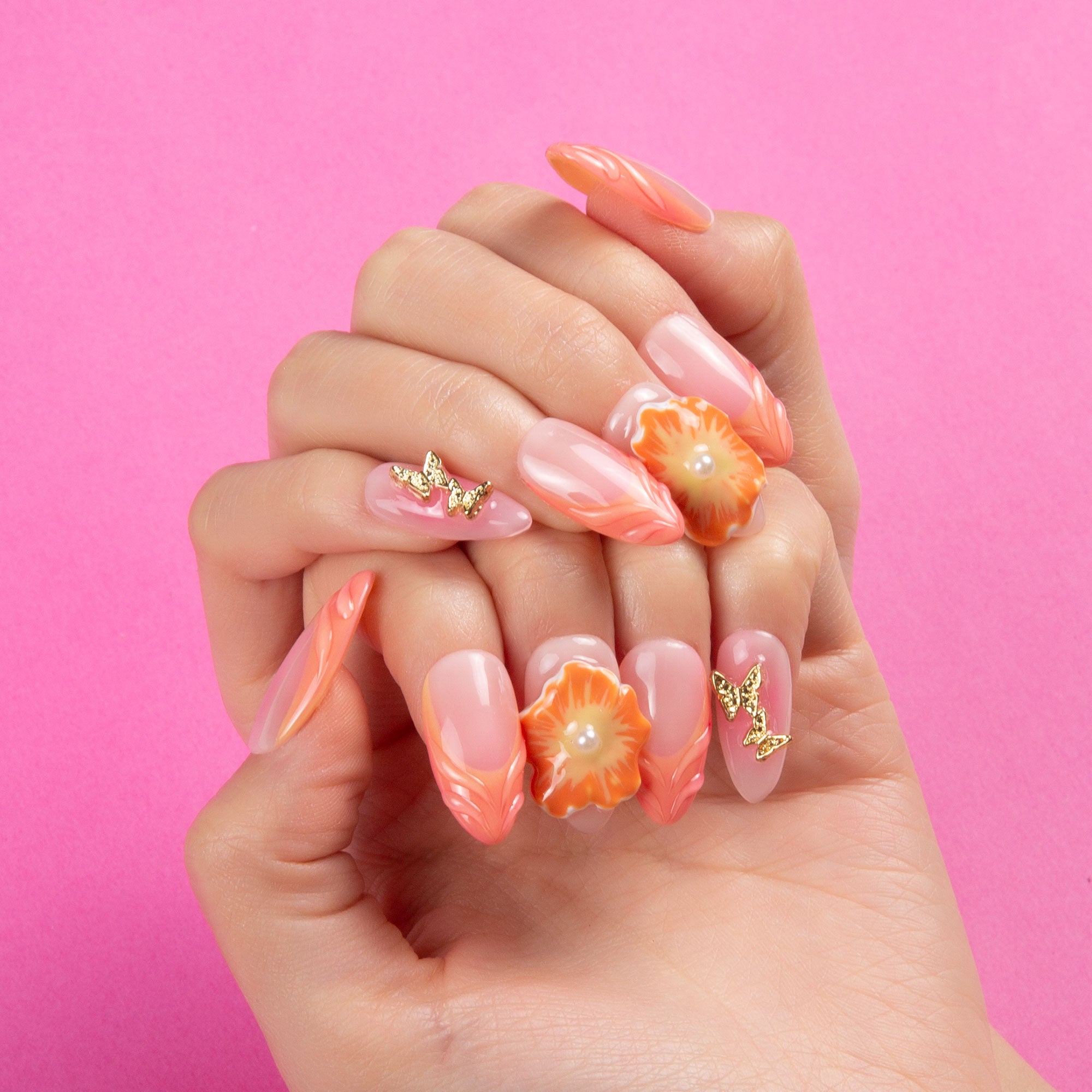 Tropical Fantasy Handmade Almond Nails H310