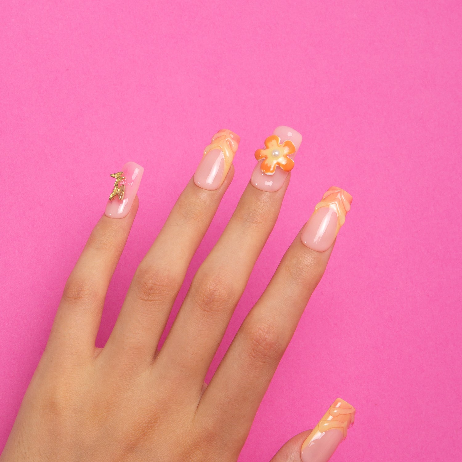 Tropical Fantasy Handmade Square Nails H310