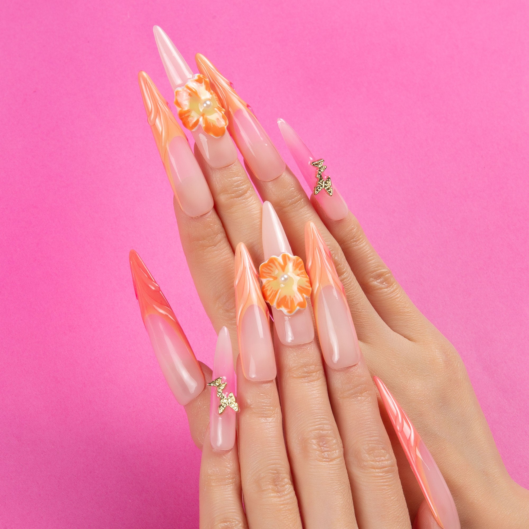 Tropical Fantasy Handmade Stiletto Nails H310